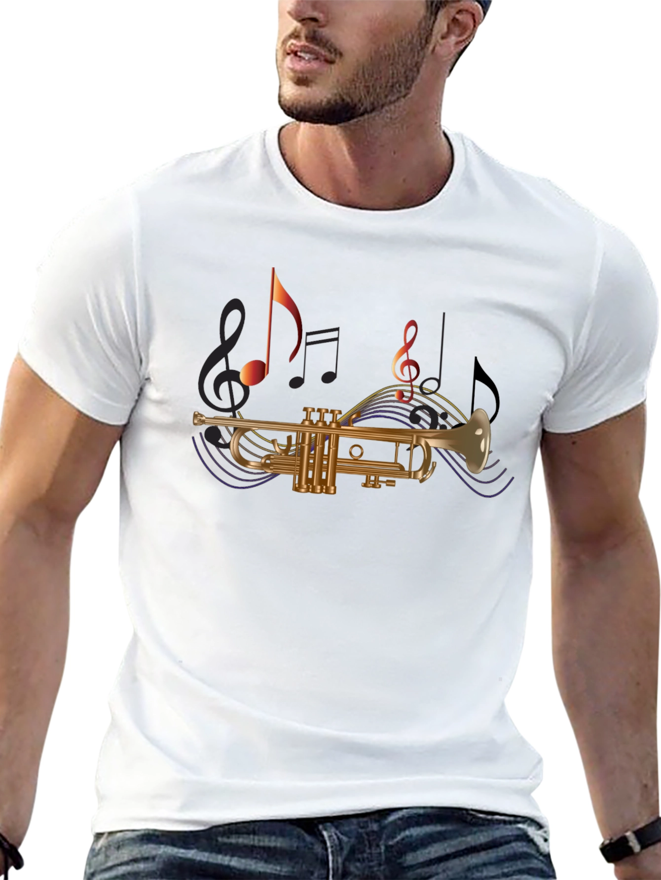 Black Trumpet & Music Note T-Shirt - Black view 13