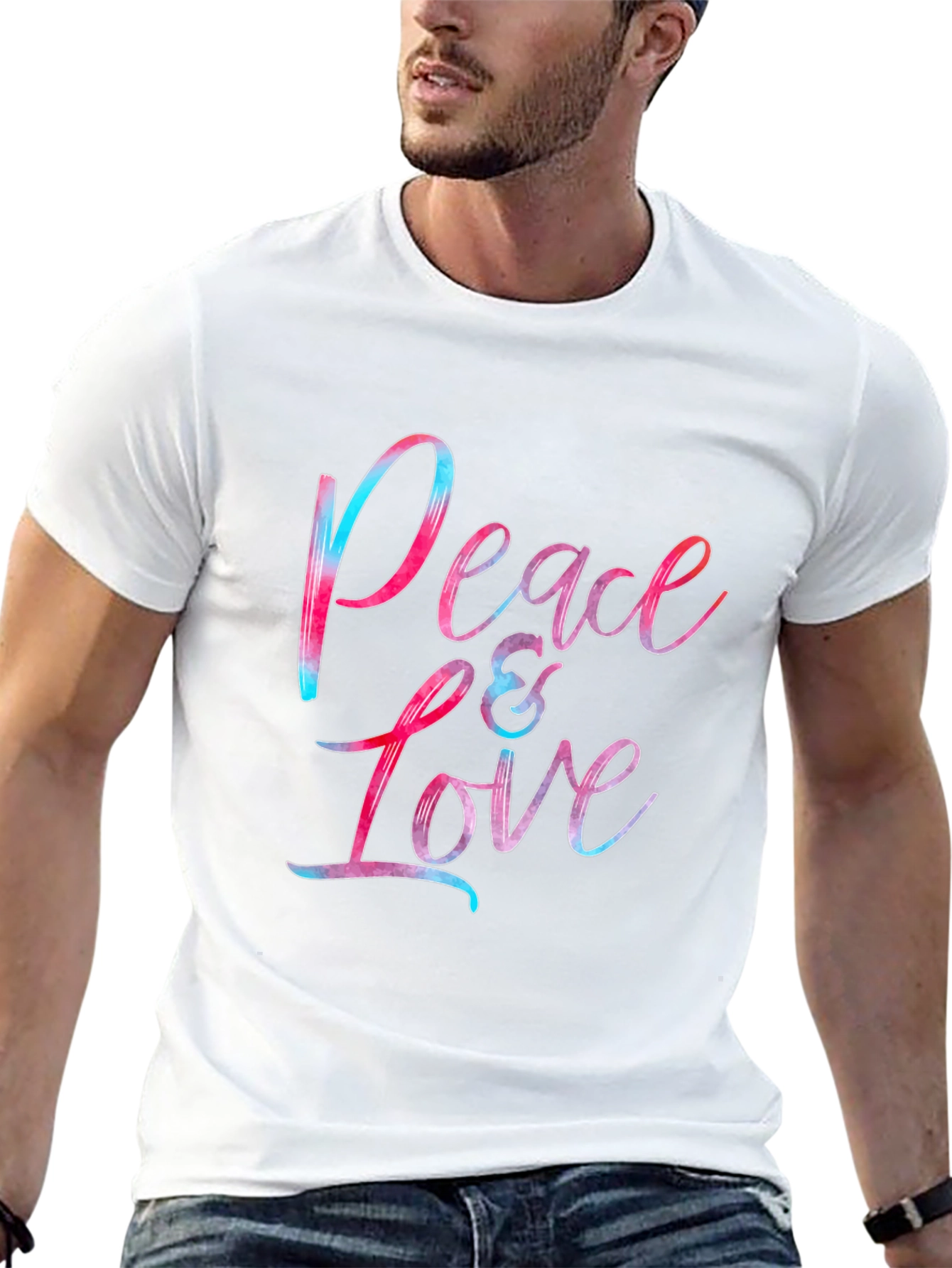 Black Peace & Love Graphic Tee - Soft Cotton Blend Comfort view 13