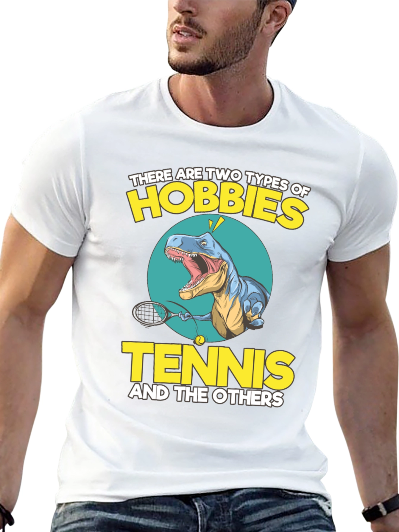 Black Tennis Dinosaur Graphic Tee - Funny Hobby Shirt view 13