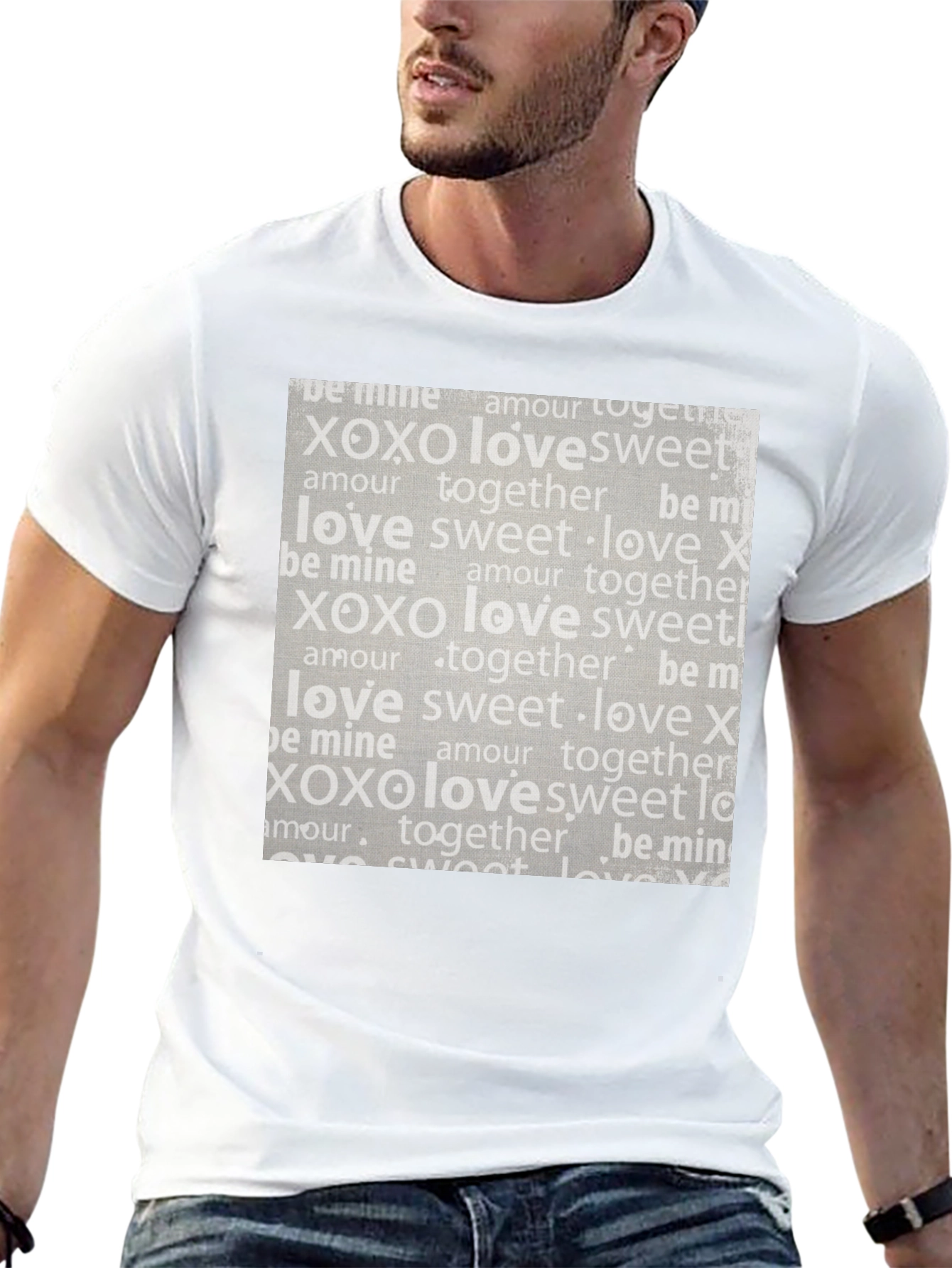 Black Love XOXO Pattern Black T-Shirt view 13