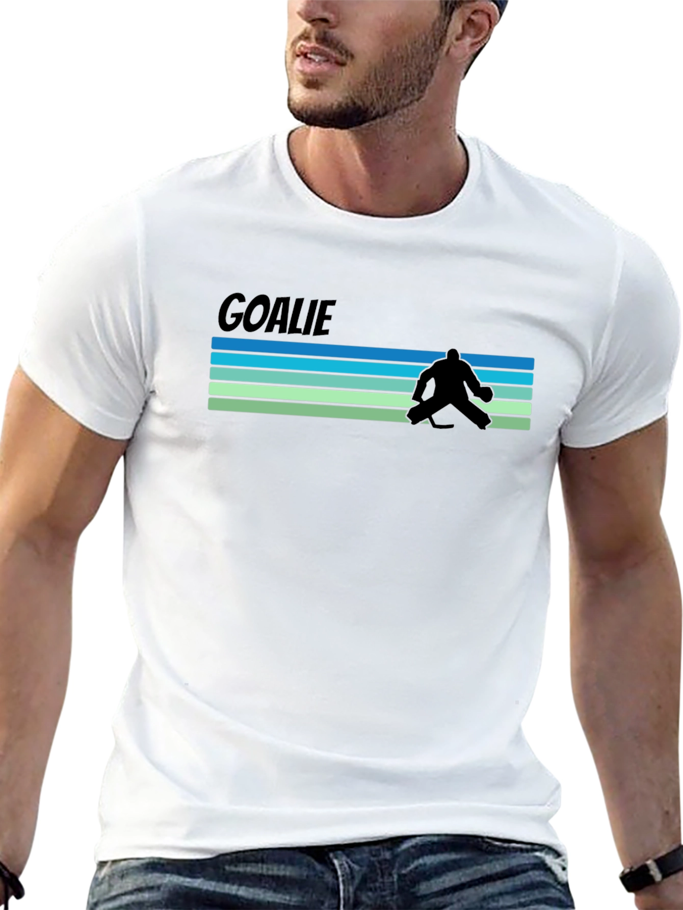 Black Goalie Retro T-Shirt - Hockey Fan Tee view 13