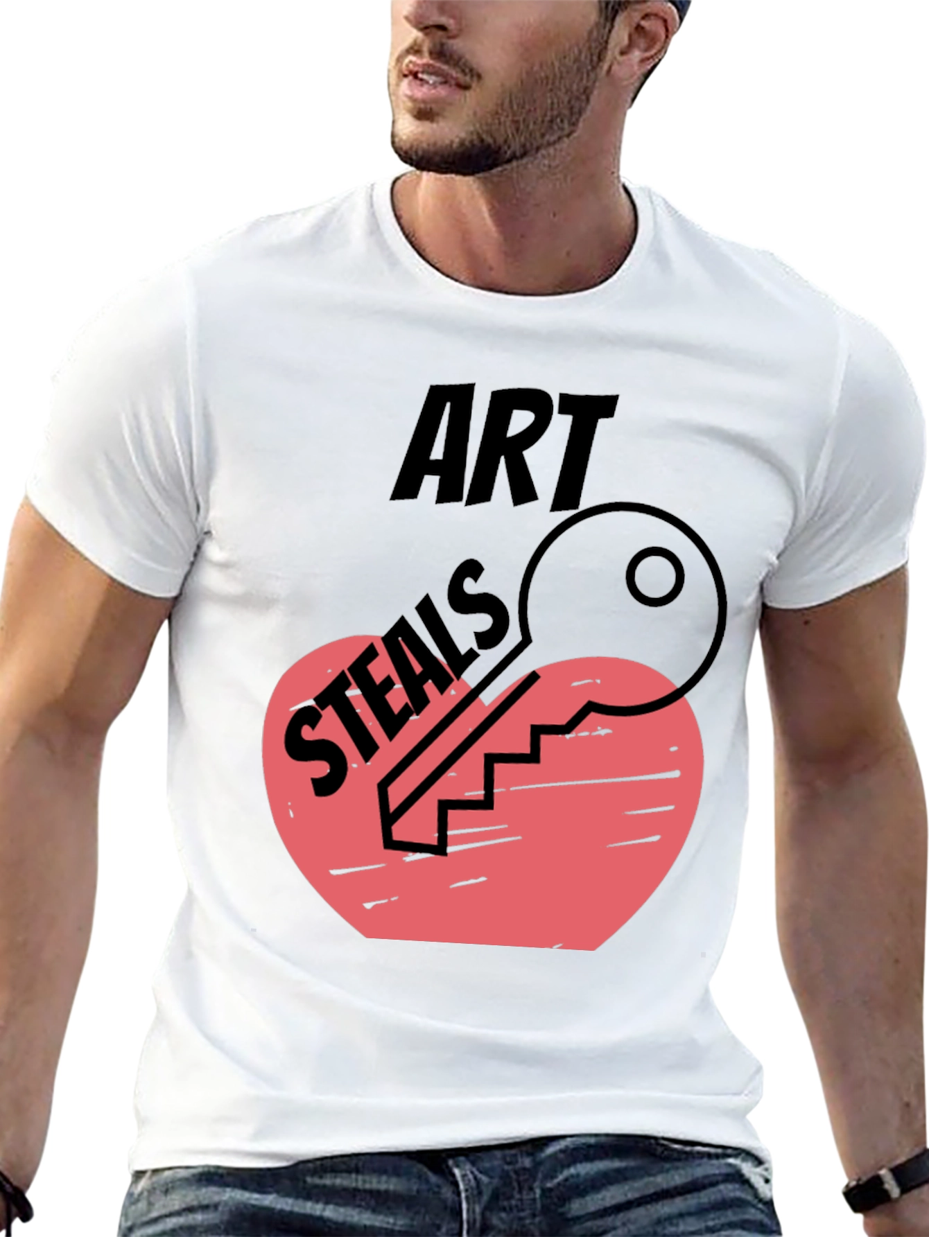 Black Art Steals Heart Key Graphic Tee view 13