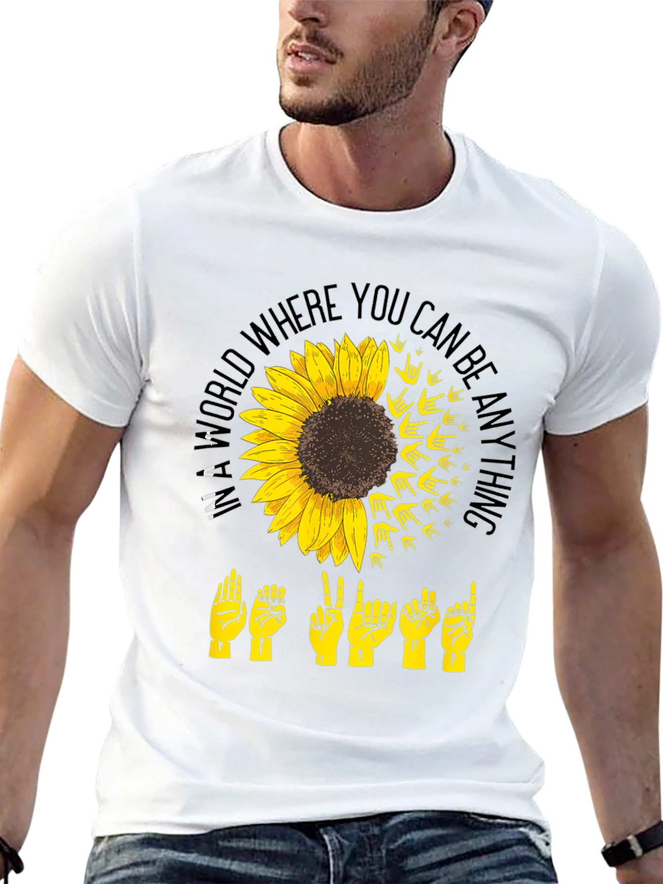 Black Sunflower ASL "Be Kind" Graphic T-Shirt view 13