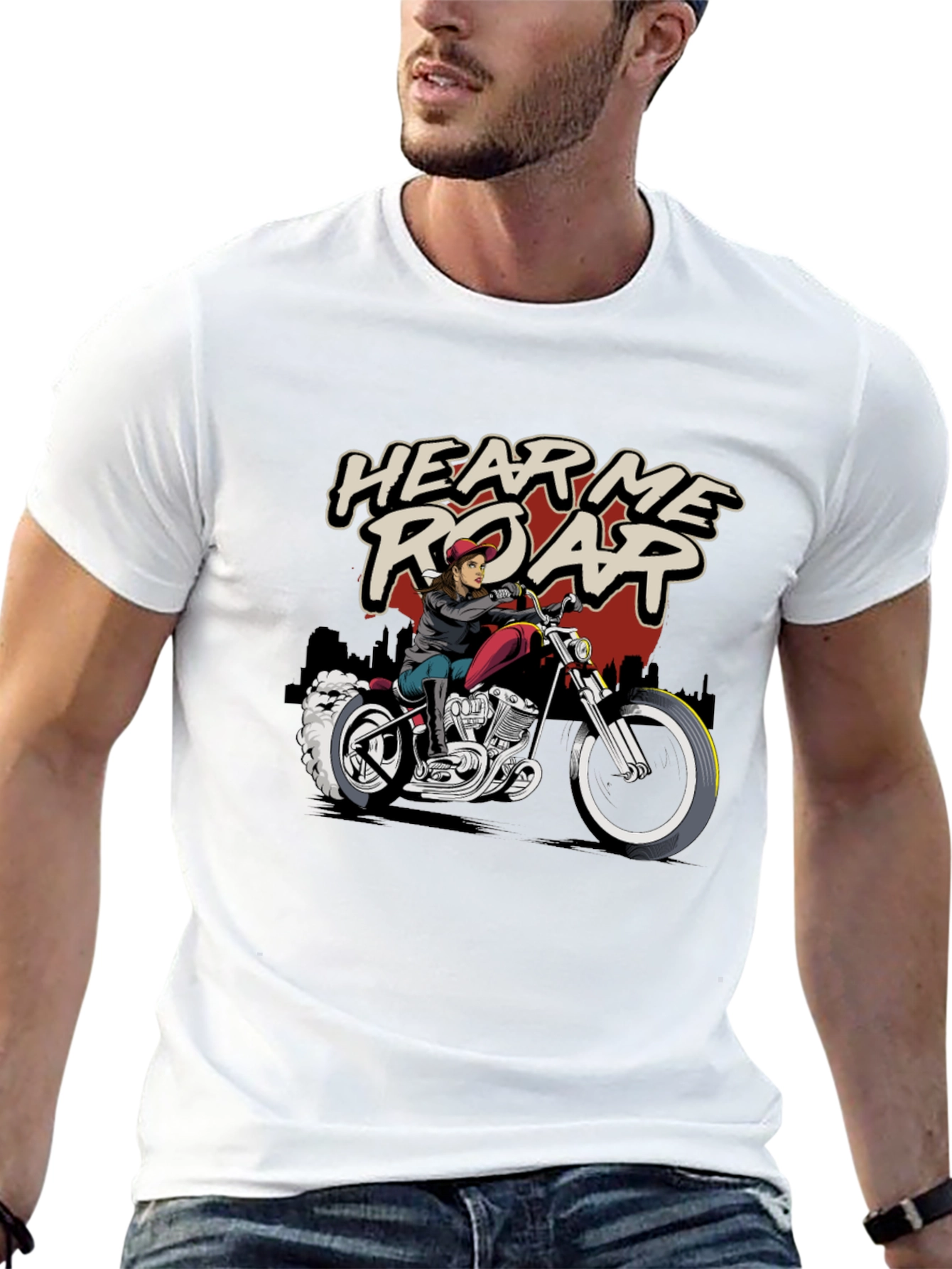 Hear Me Roar Biker T-Shirt - Black Cotton Tee - 13