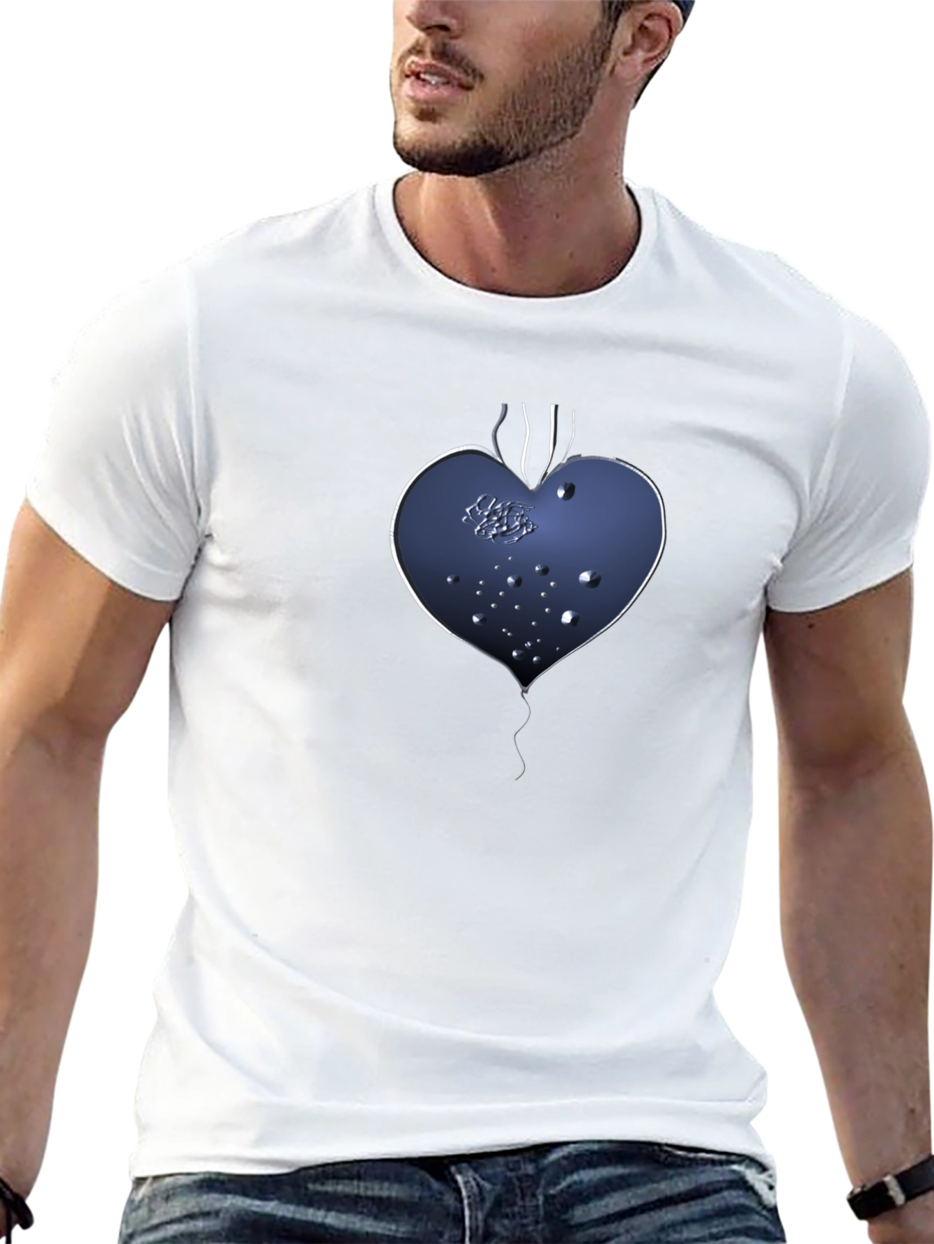 Black Abstract Heart Graphic Tee - Men's Black Shirt view 13