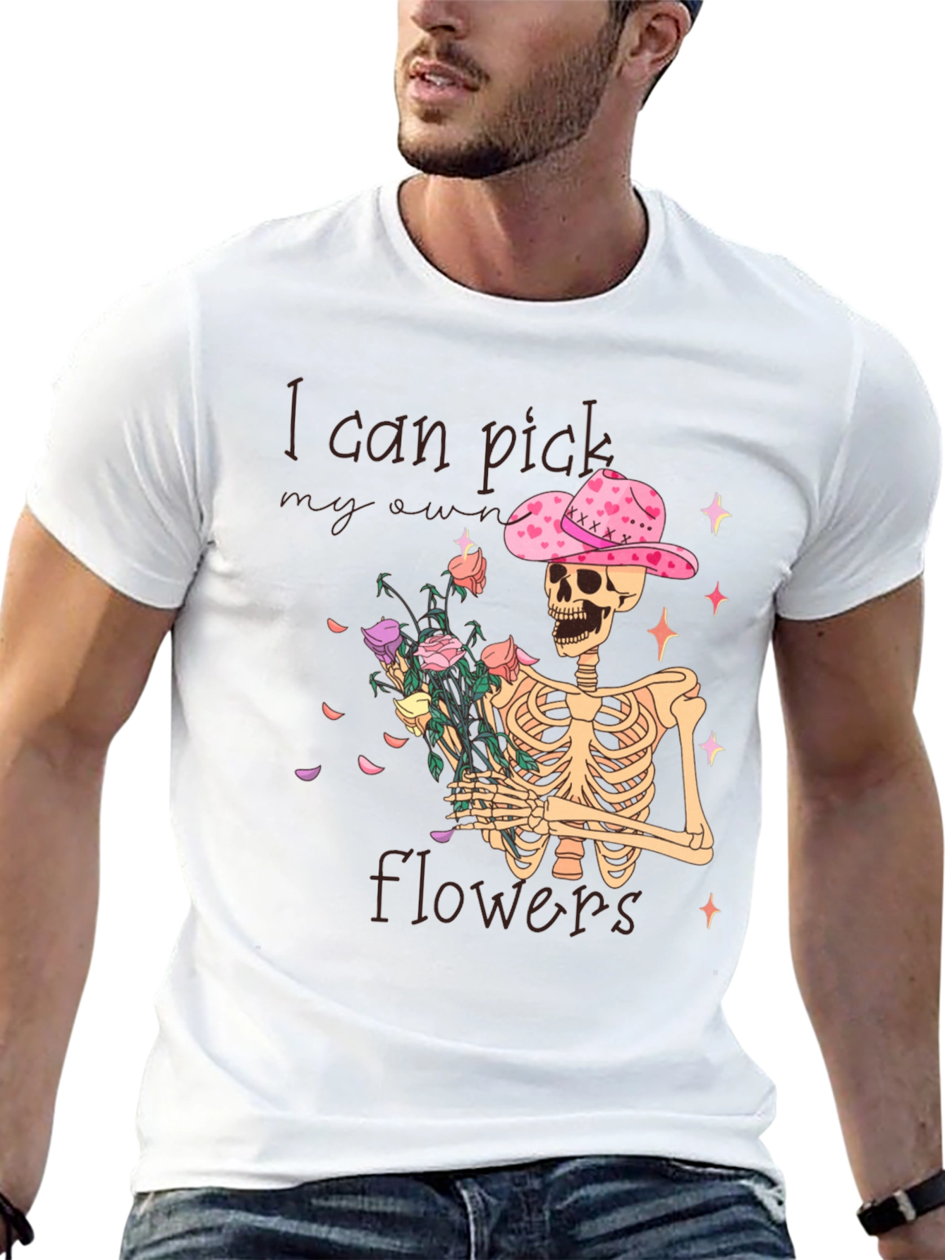 Black I Can Pick My Own Flowers T-Shirt view 13