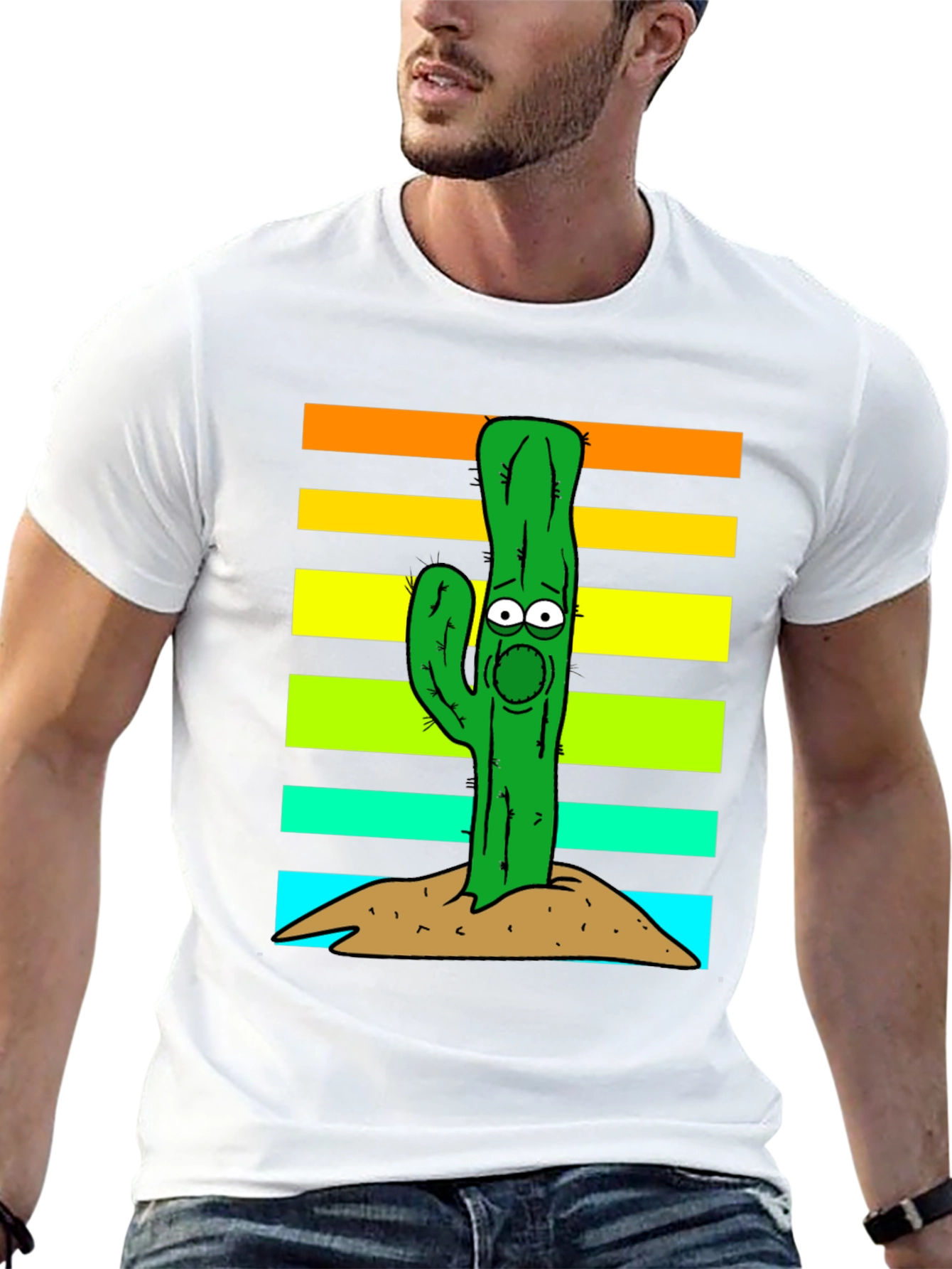 Black Cartoon Cactus Graphic T-Shirt view 13