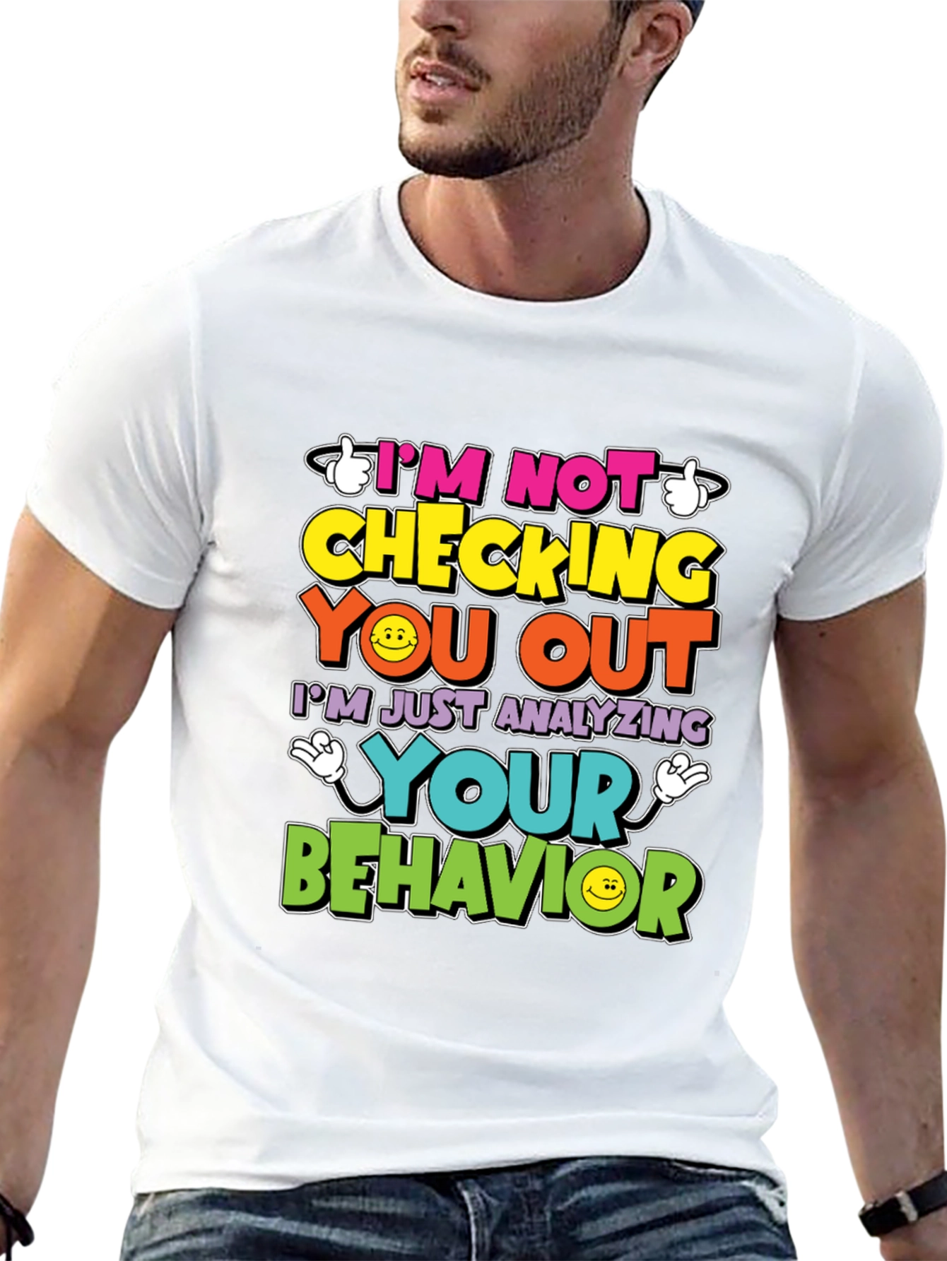 Black Funny Psychology T-Shirt - I'm Not Checking You Out view 13