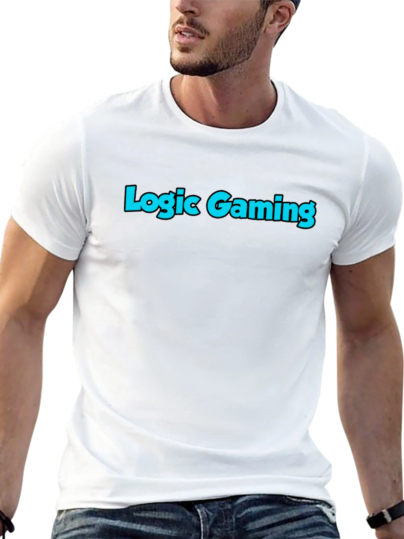 Black Logic Gaming Tee - Black Cotton Blend Graphic T-Shirt view 13