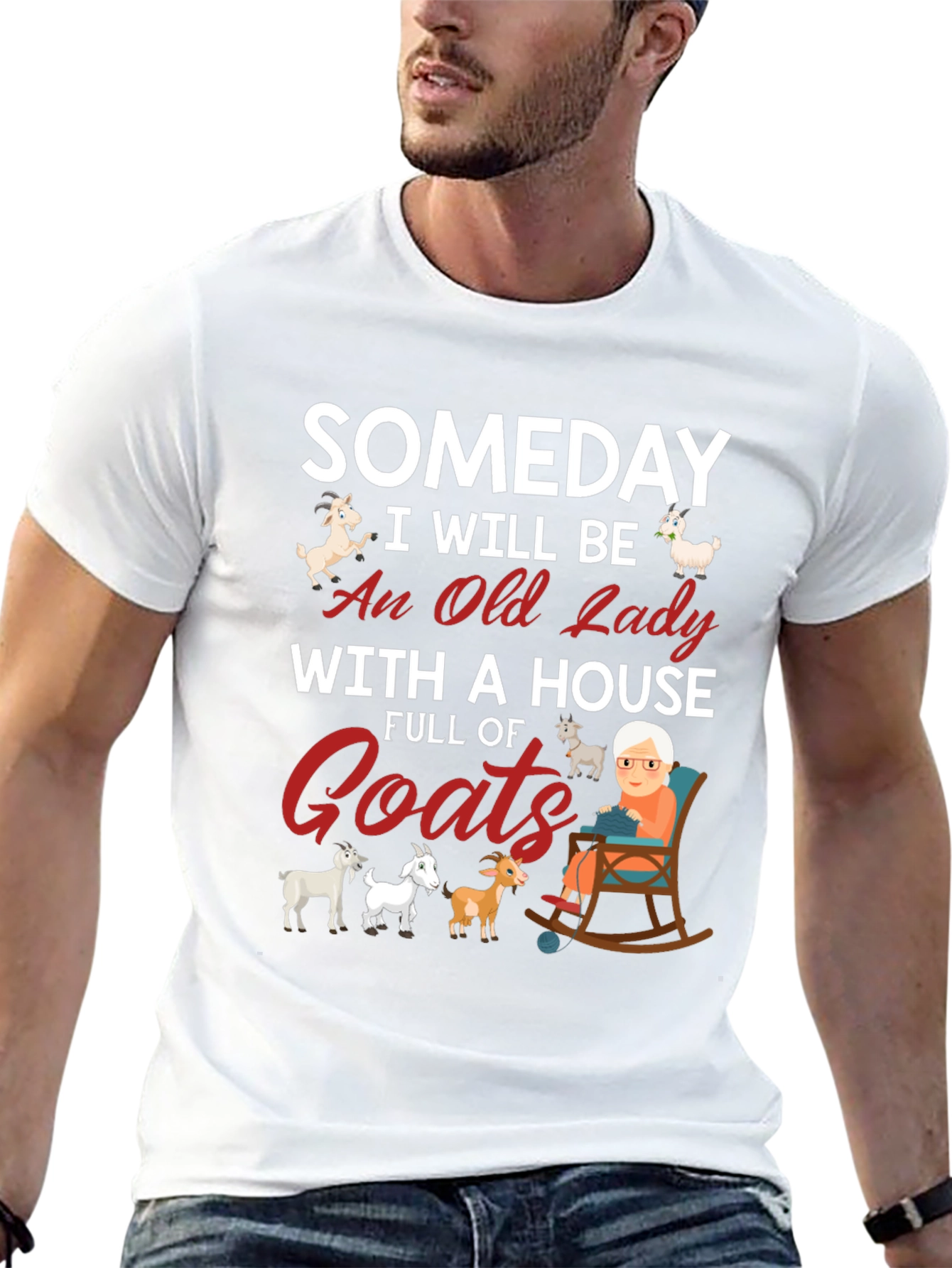 Black Someday Old Lady with Goats T-Shirt view 13