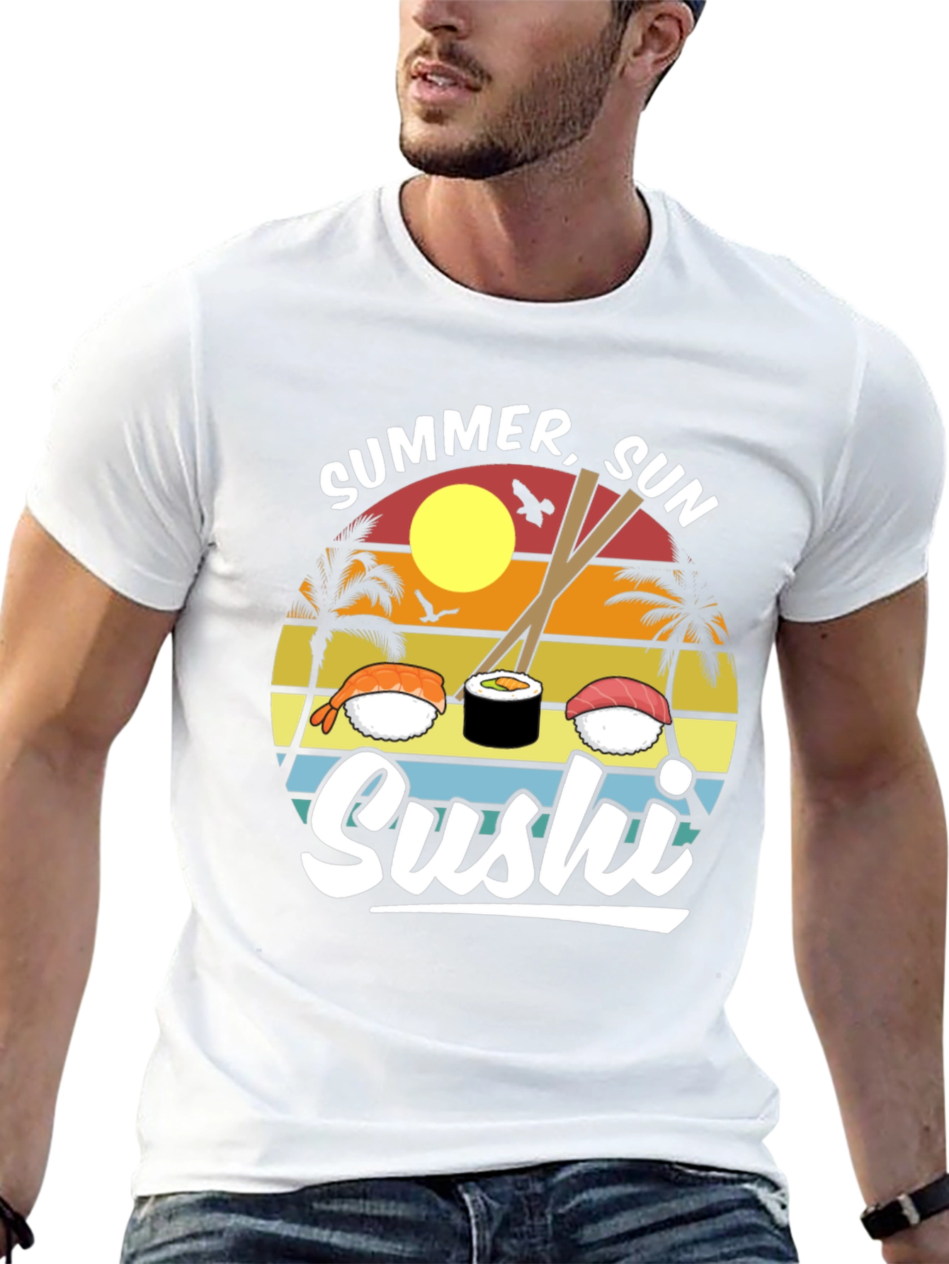 Black Summer Sun Sushi Graphic Tee view 13