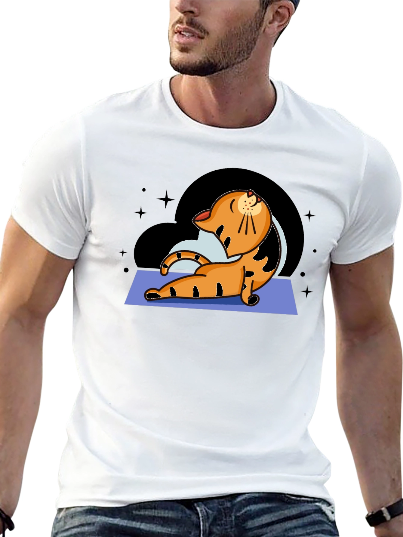 Black Yoga Cat Graphic T-Shirt view 13