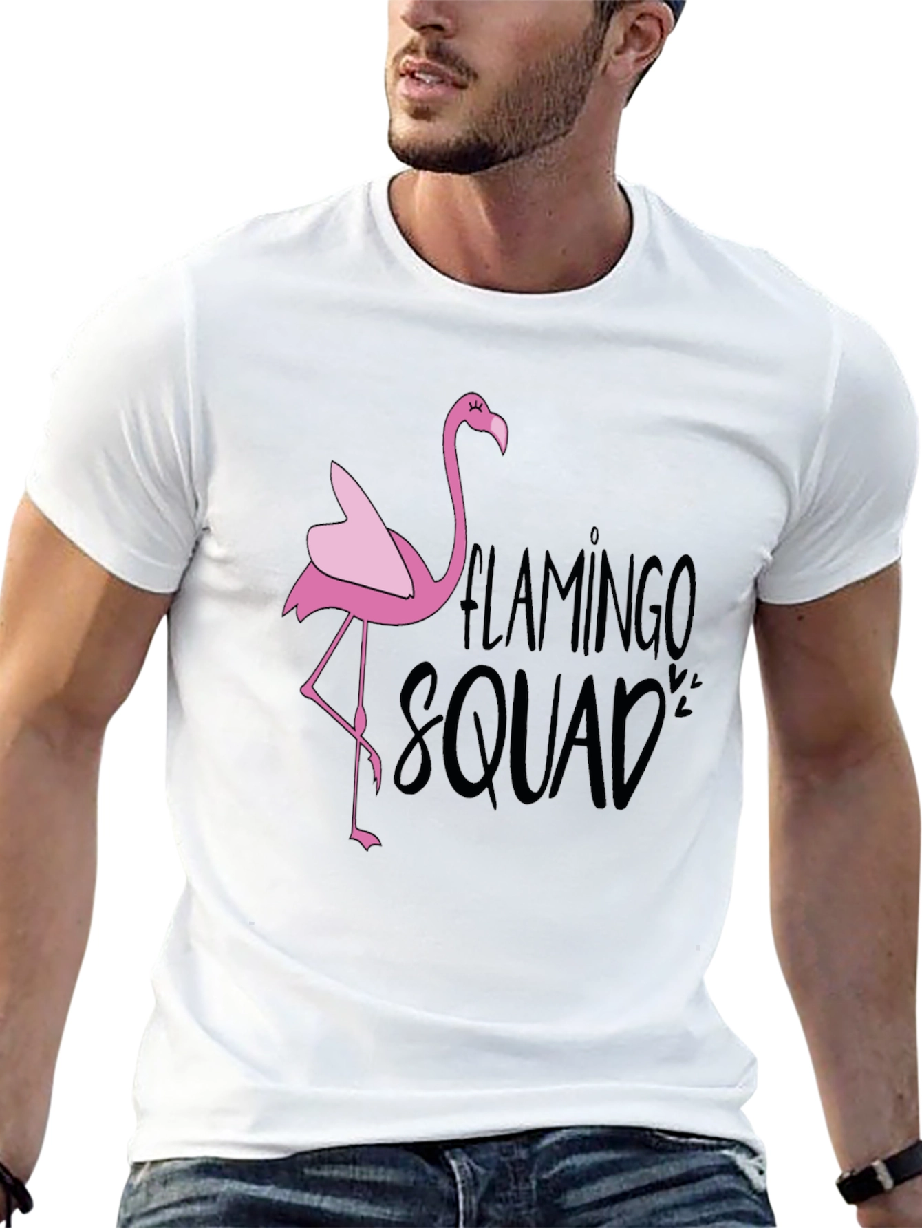 Flamingo Squad Graphic T-Shirt - Black Casual Tee - 13
