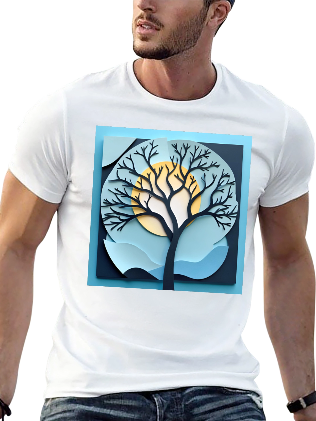 Black Stylish Tree Graphic Black T-Shirt view 13