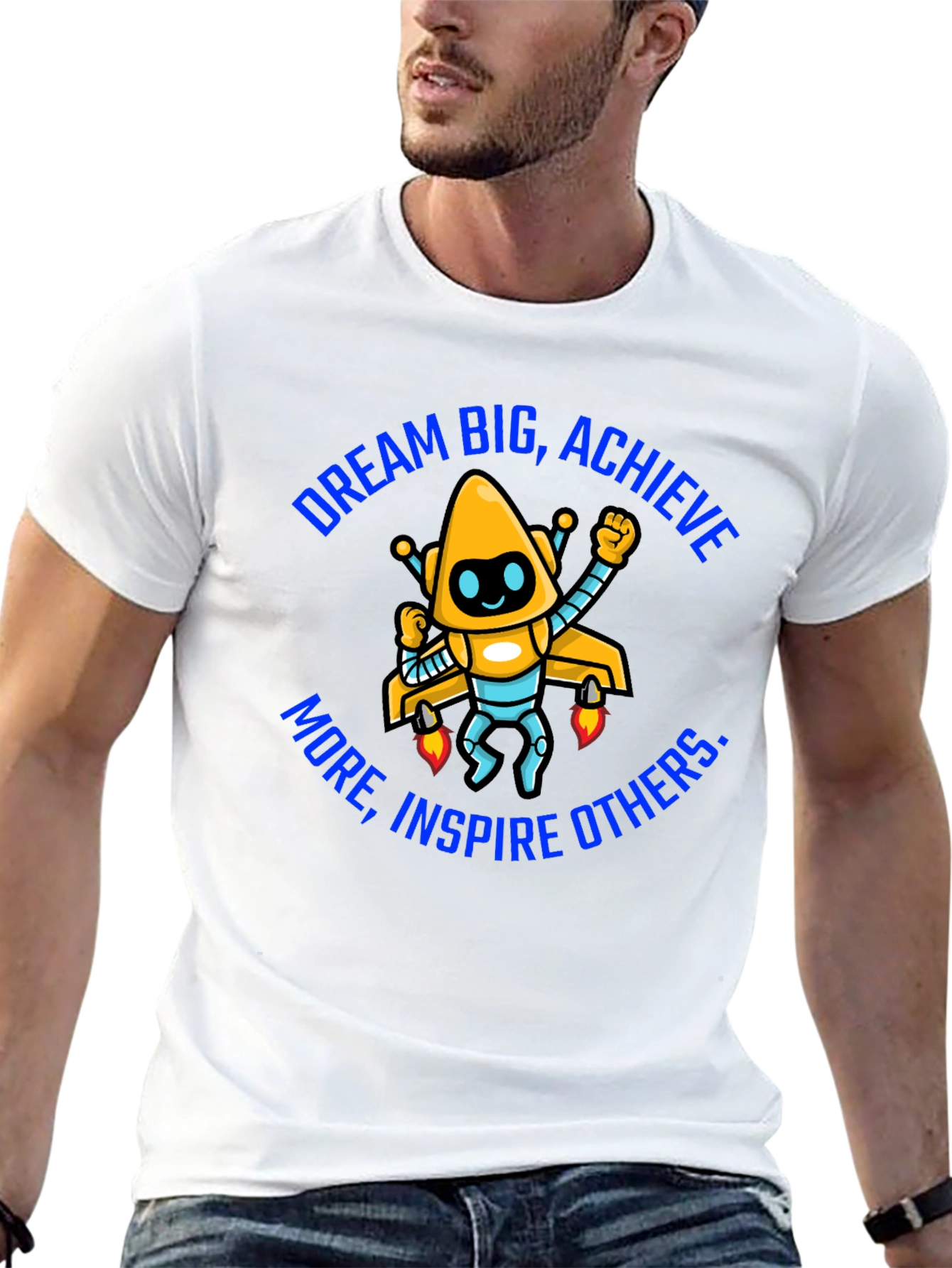 Dream Big Graphic Tee - Motivational Robot Shirt - 13