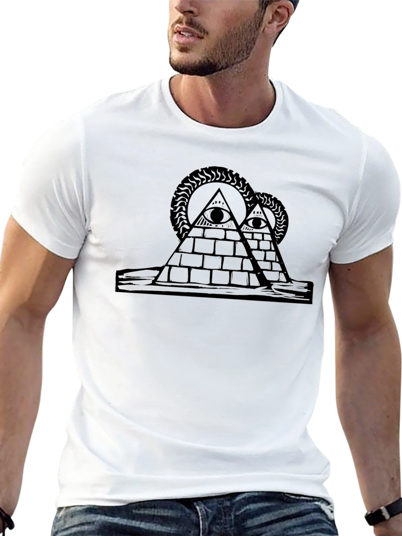 Black Illuminati Pyramid T-Shirt - All Seeing Eye Tee view 13