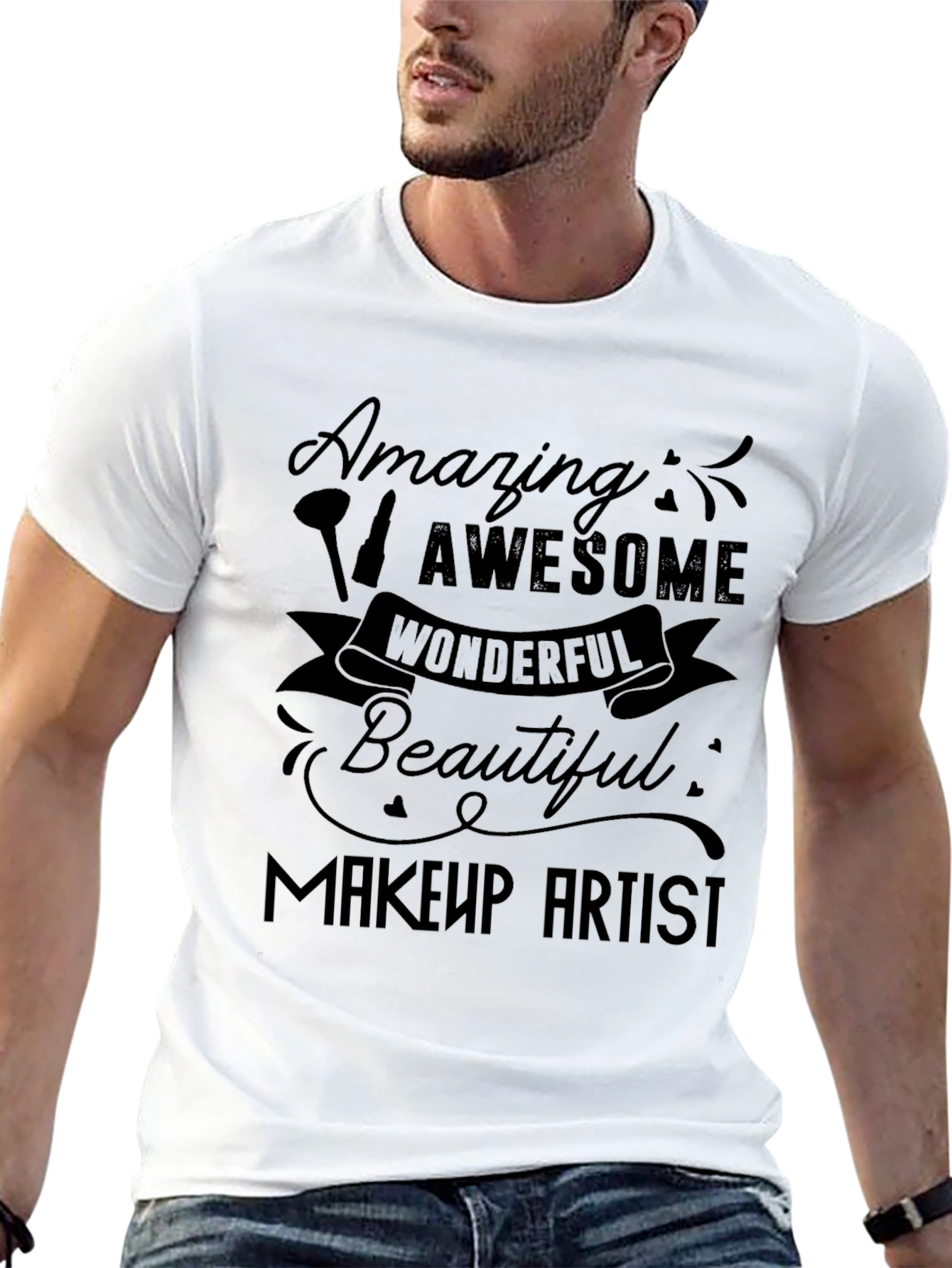Black Amazing Makeup Artist T-Shirt - Black Graphic Tee view 13