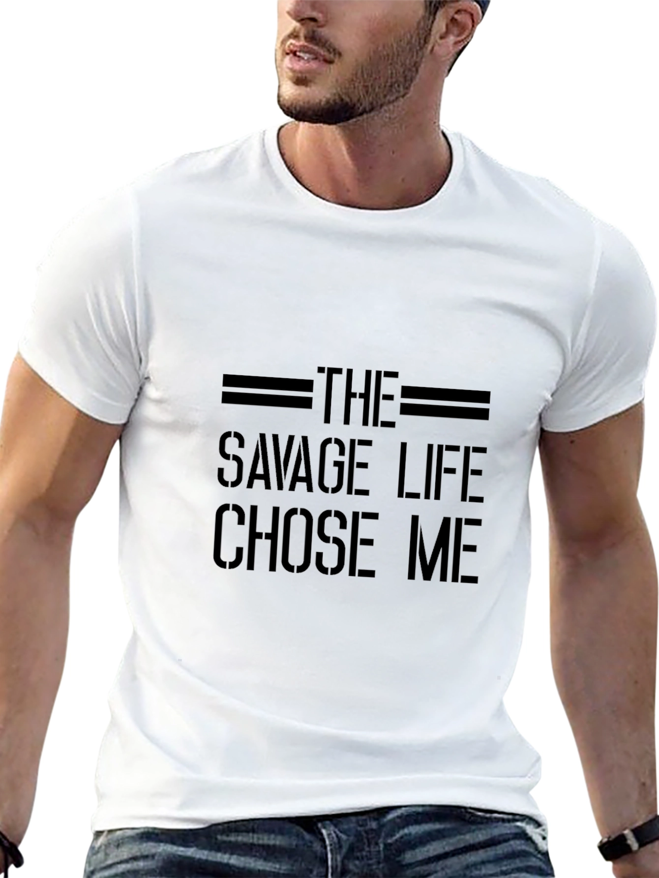 Black The Savage Life T-Shirt - Black Crew Neck view 13