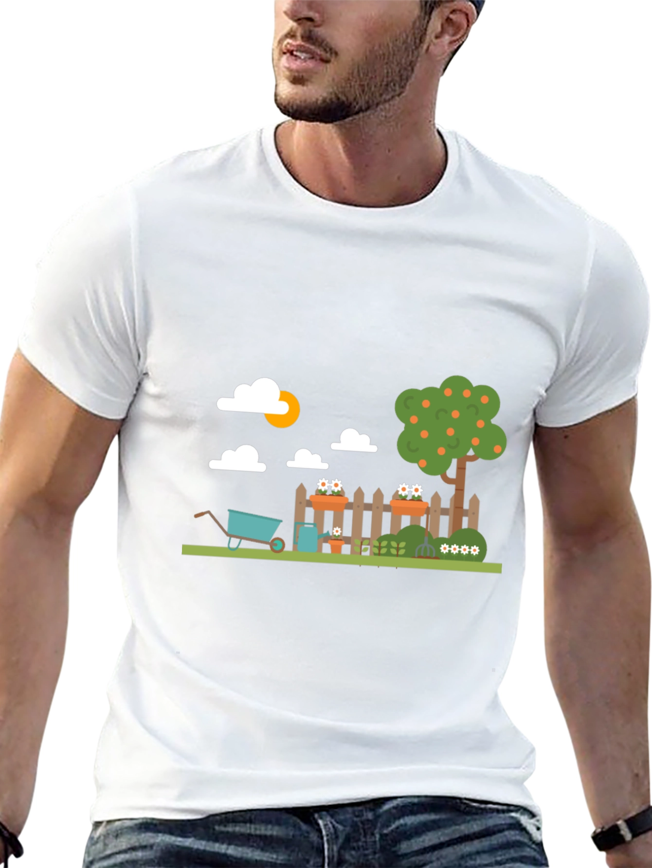 Black Gardening Fun Graphic Tee - Black Cotton Casual view 13