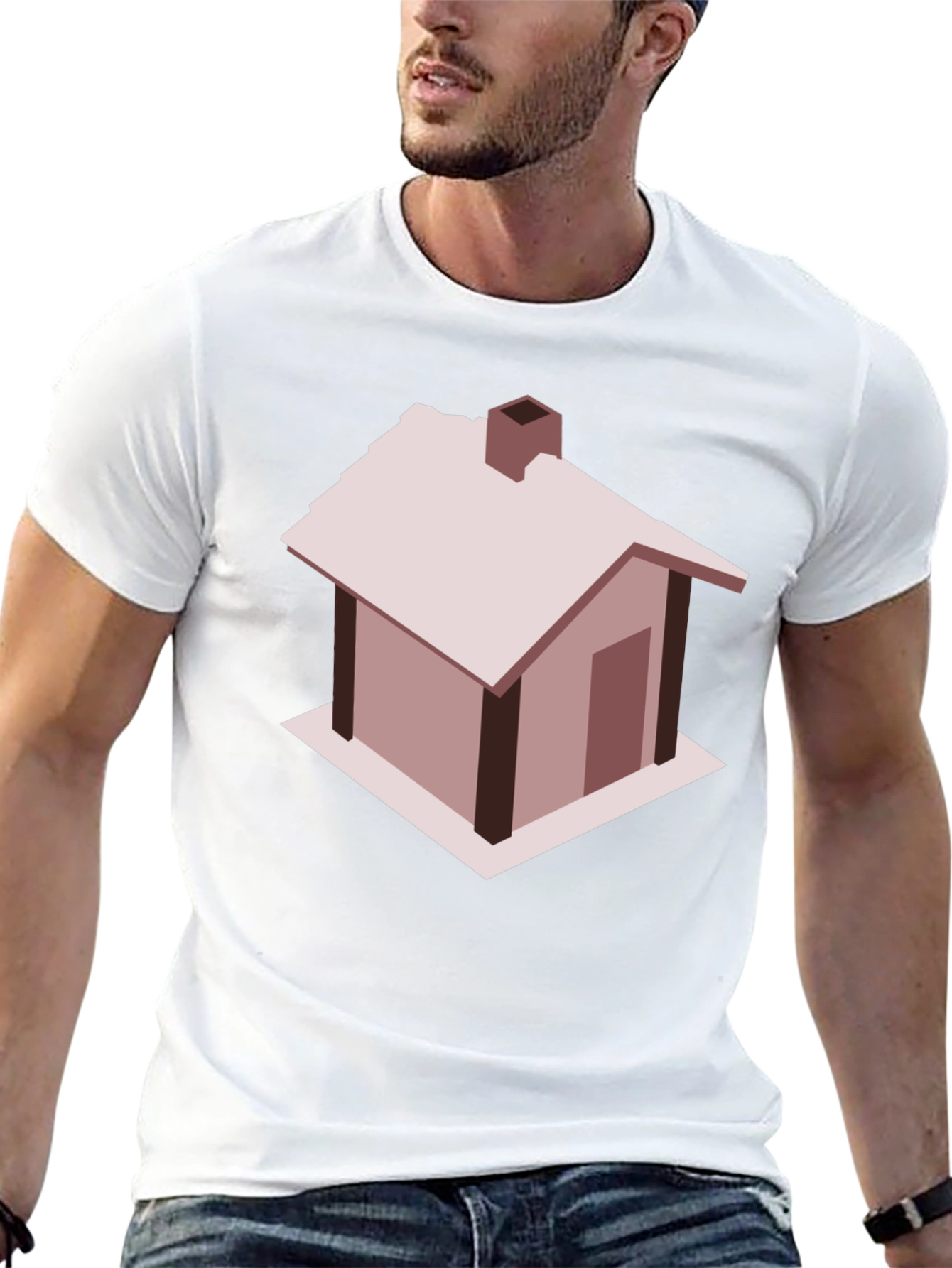 Black Isometric House Graphic Tee - Modern Minimalist Design view 13