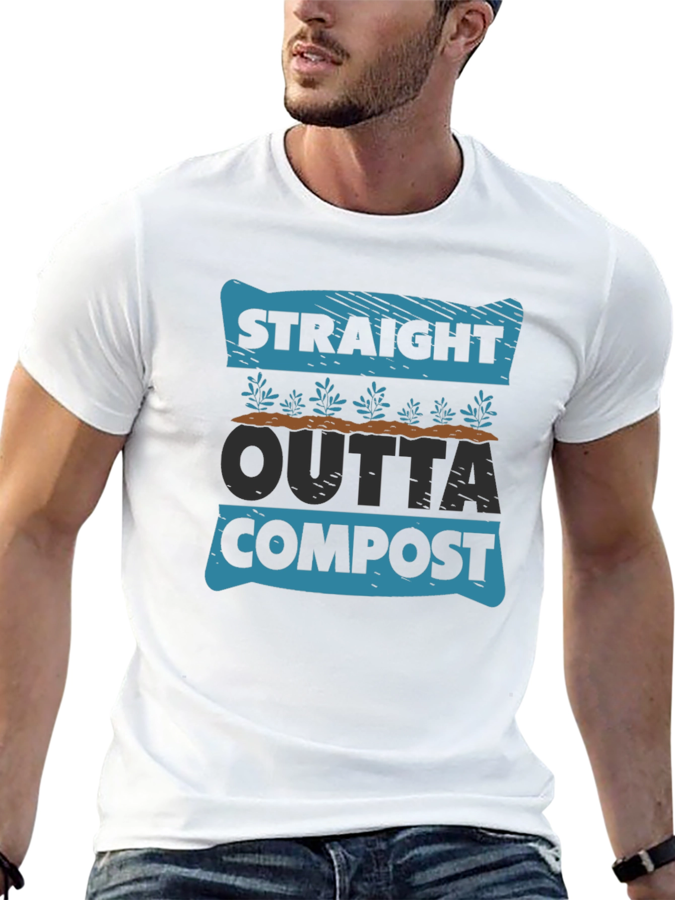 Black Straight Outta Compost T-Shirt - Garden Humor Tee view 13