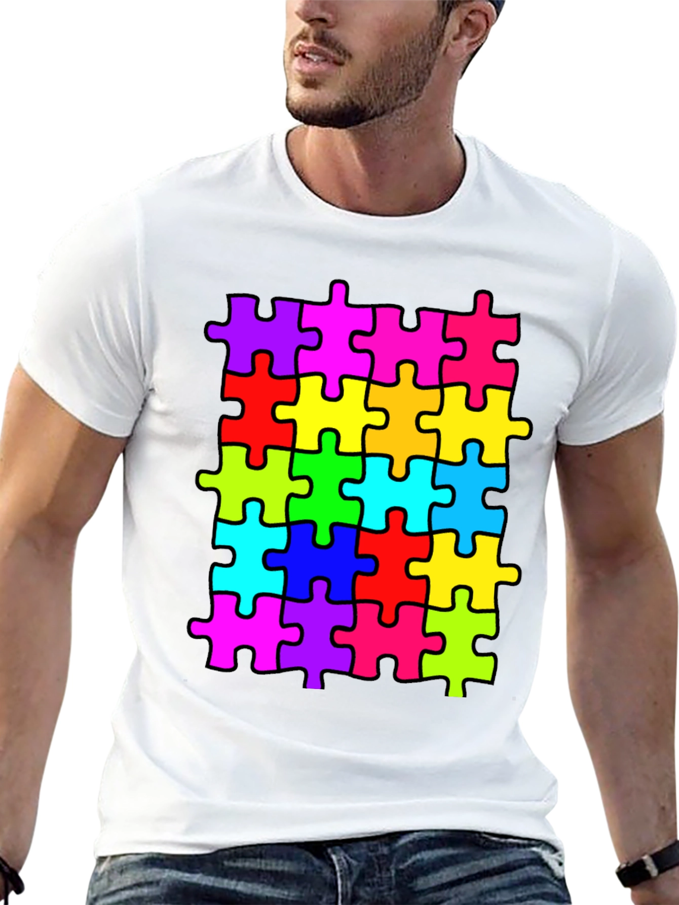 Black Puzzle Piece T-Shirt - Autism Awareness Tee view 13