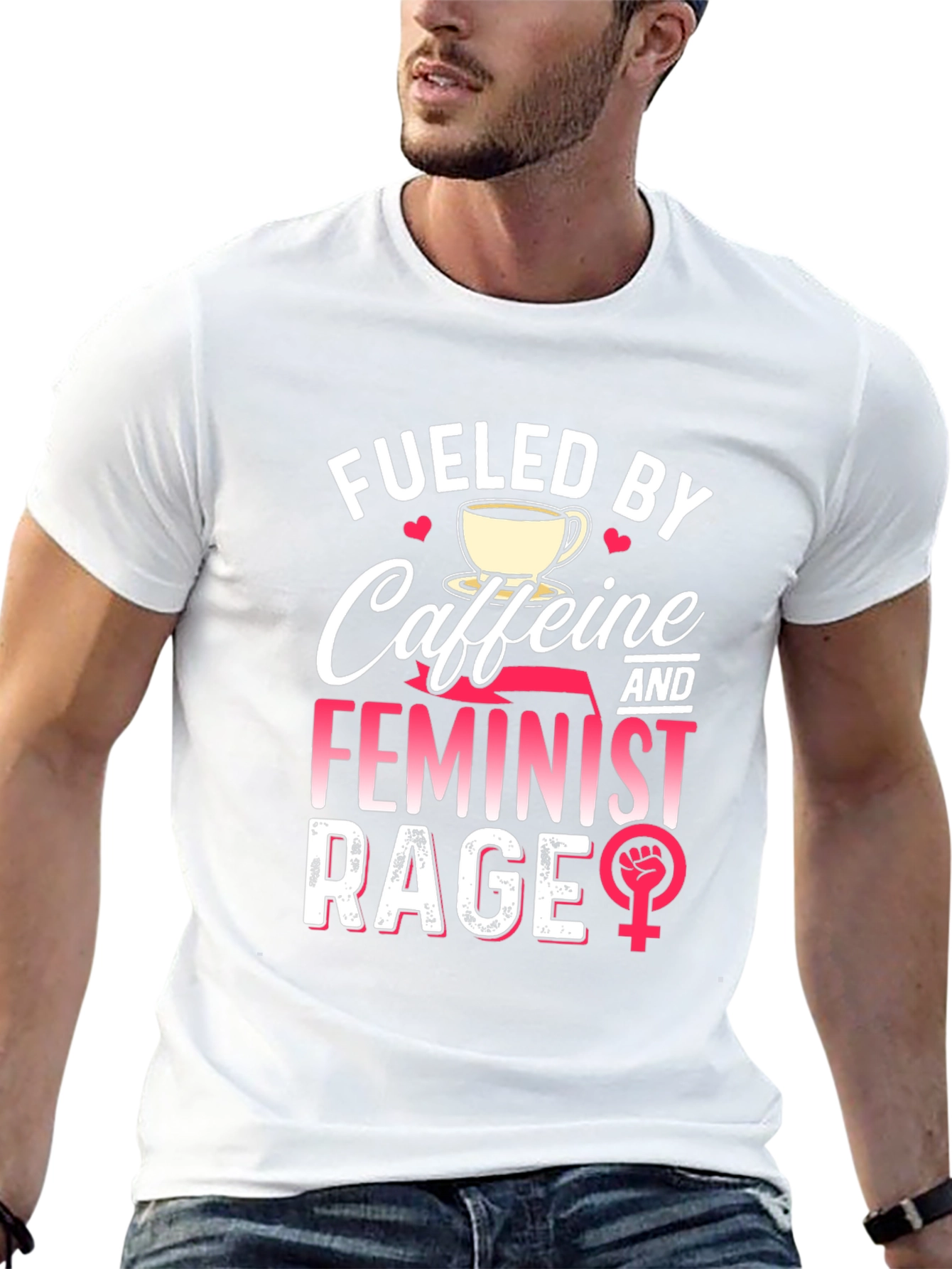 Black Fueled By Caffeine Feminist Rage Graphic Tee view 13