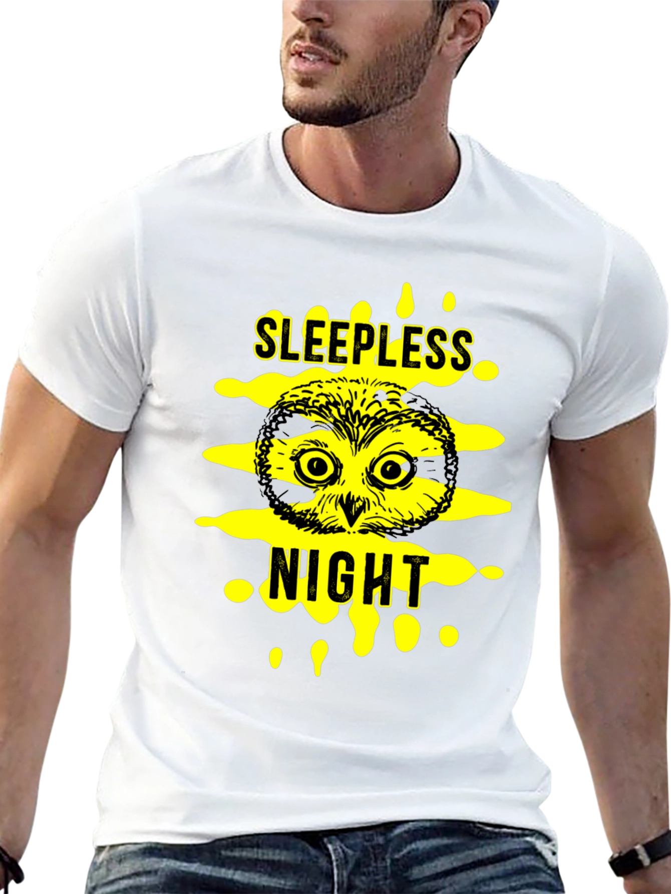 Black Sleepless Night Owl Black T-Shirt view 13