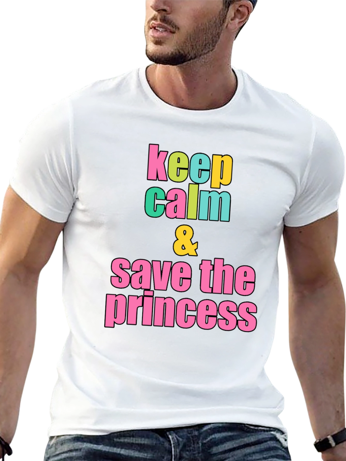 Black Keep Calm & Save the Princess Graphic T-Shirt view 13
