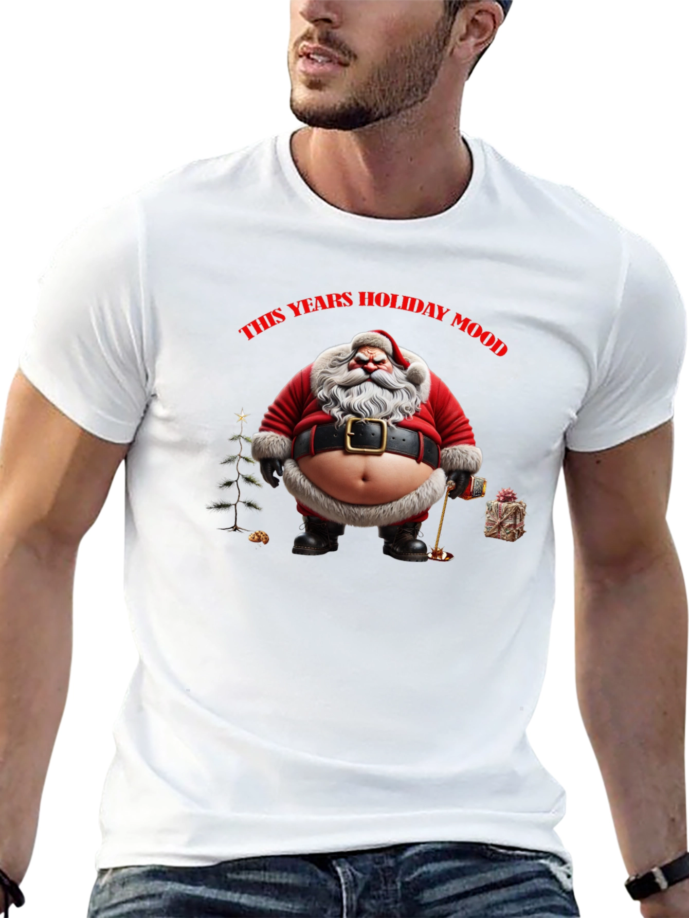 Black Holiday Santa T-Shirt view 13