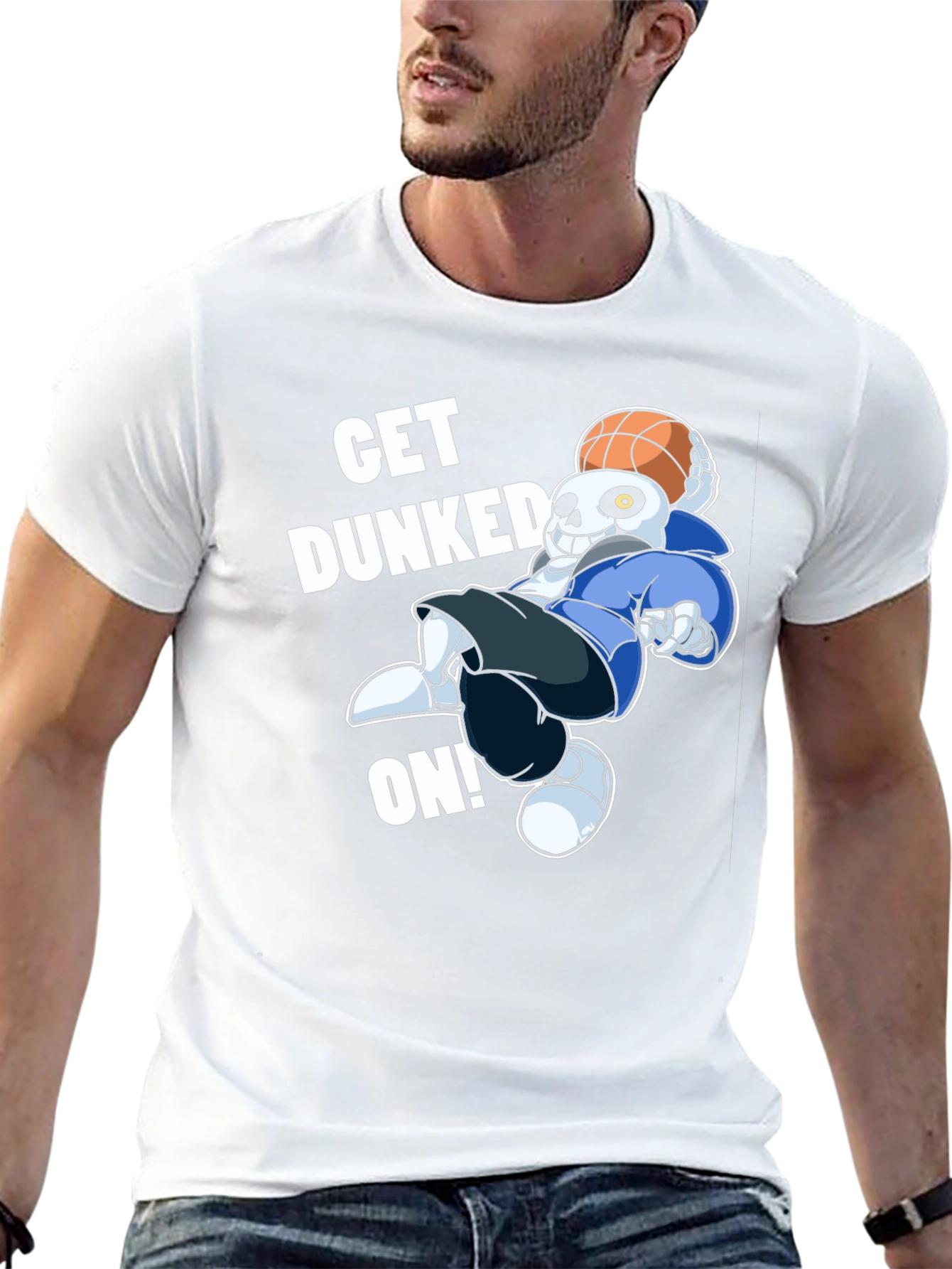 Black Get Dunked On! Novelty Graphic T-Shirt view 13
