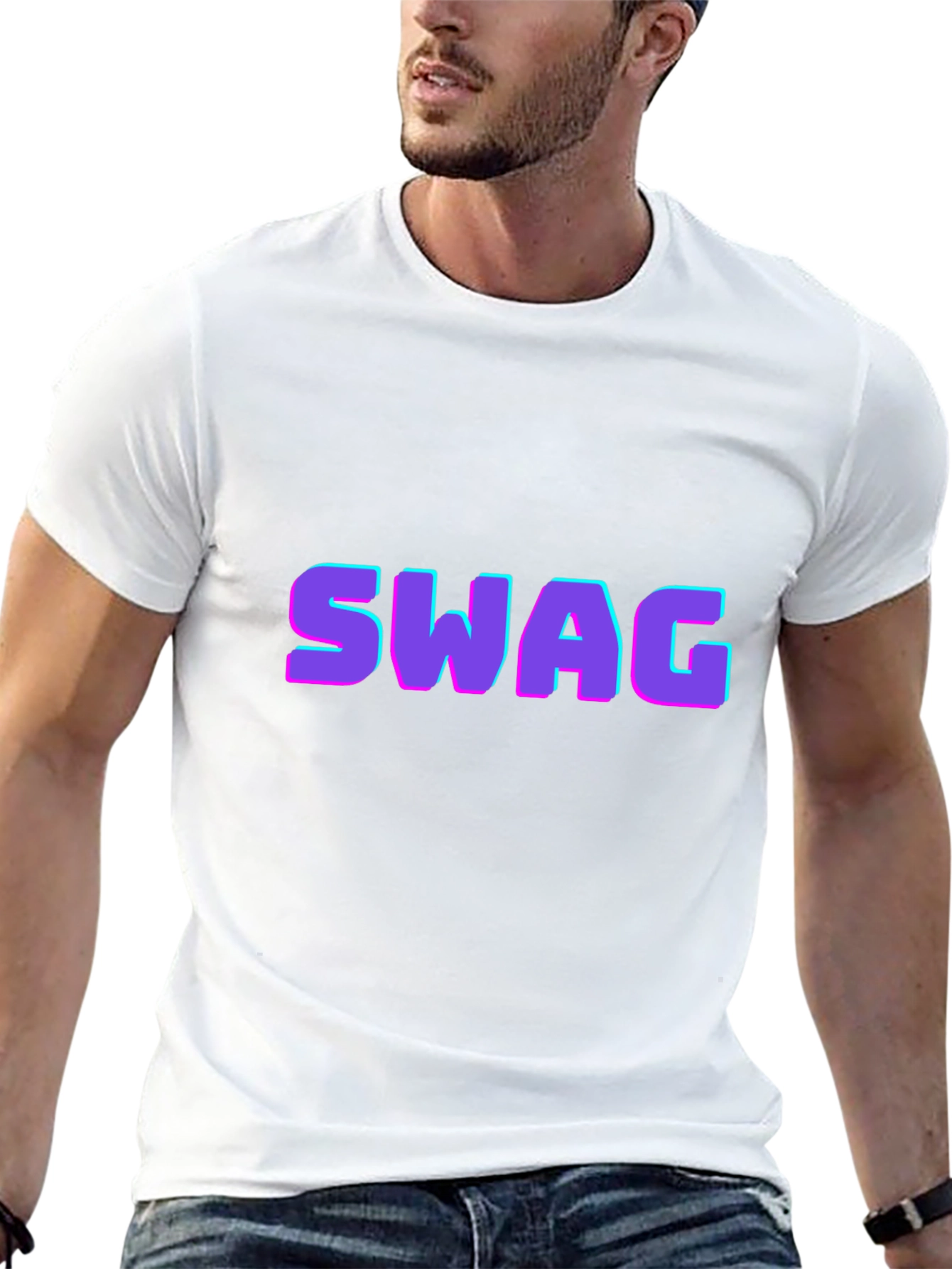 Black Stylish SWAG Graphic Print Men's T-Shirt view 13