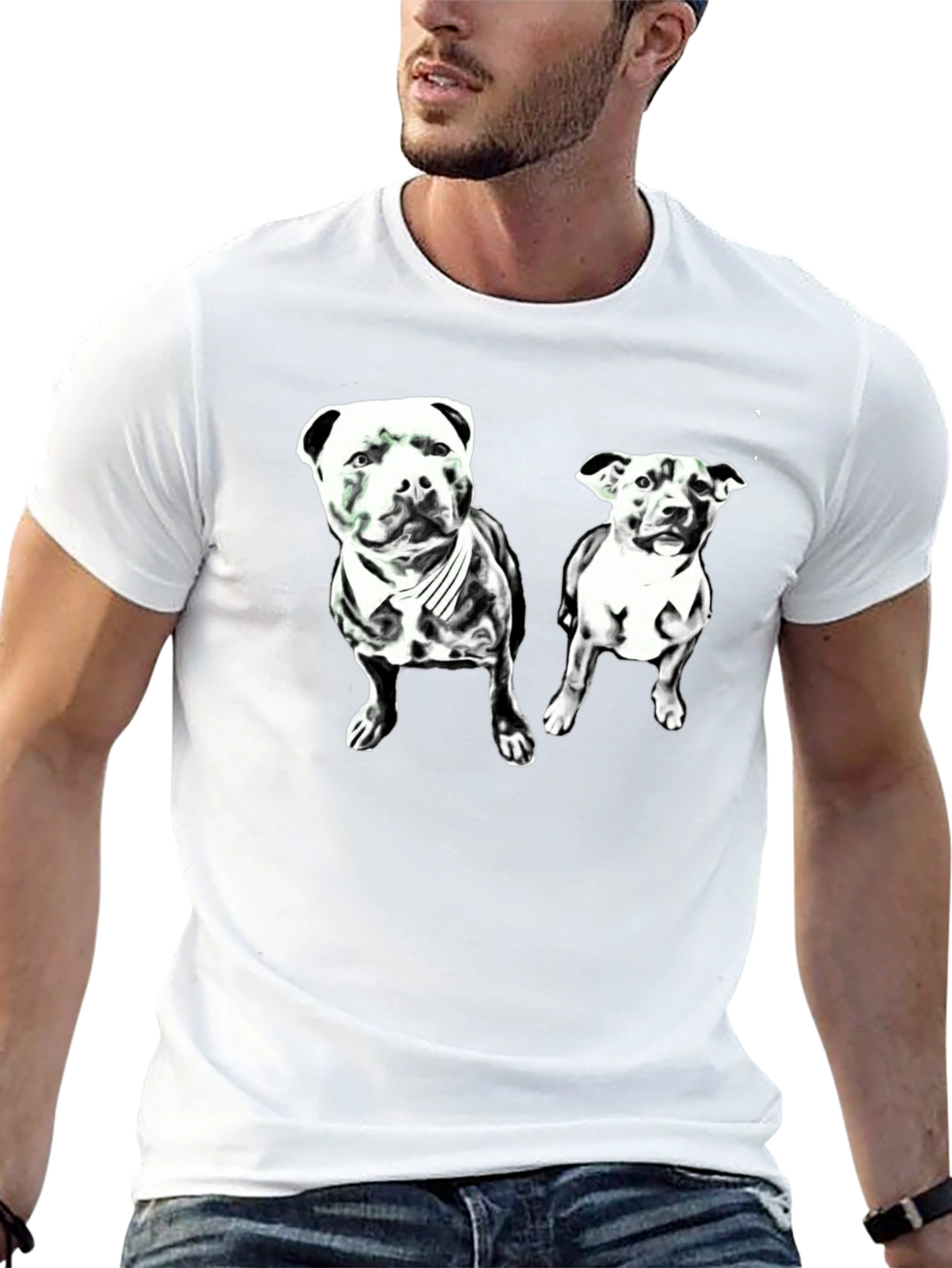 Black Dog Lover T-Shirt - Black Crew Neck with Pitbull Graphic view 13