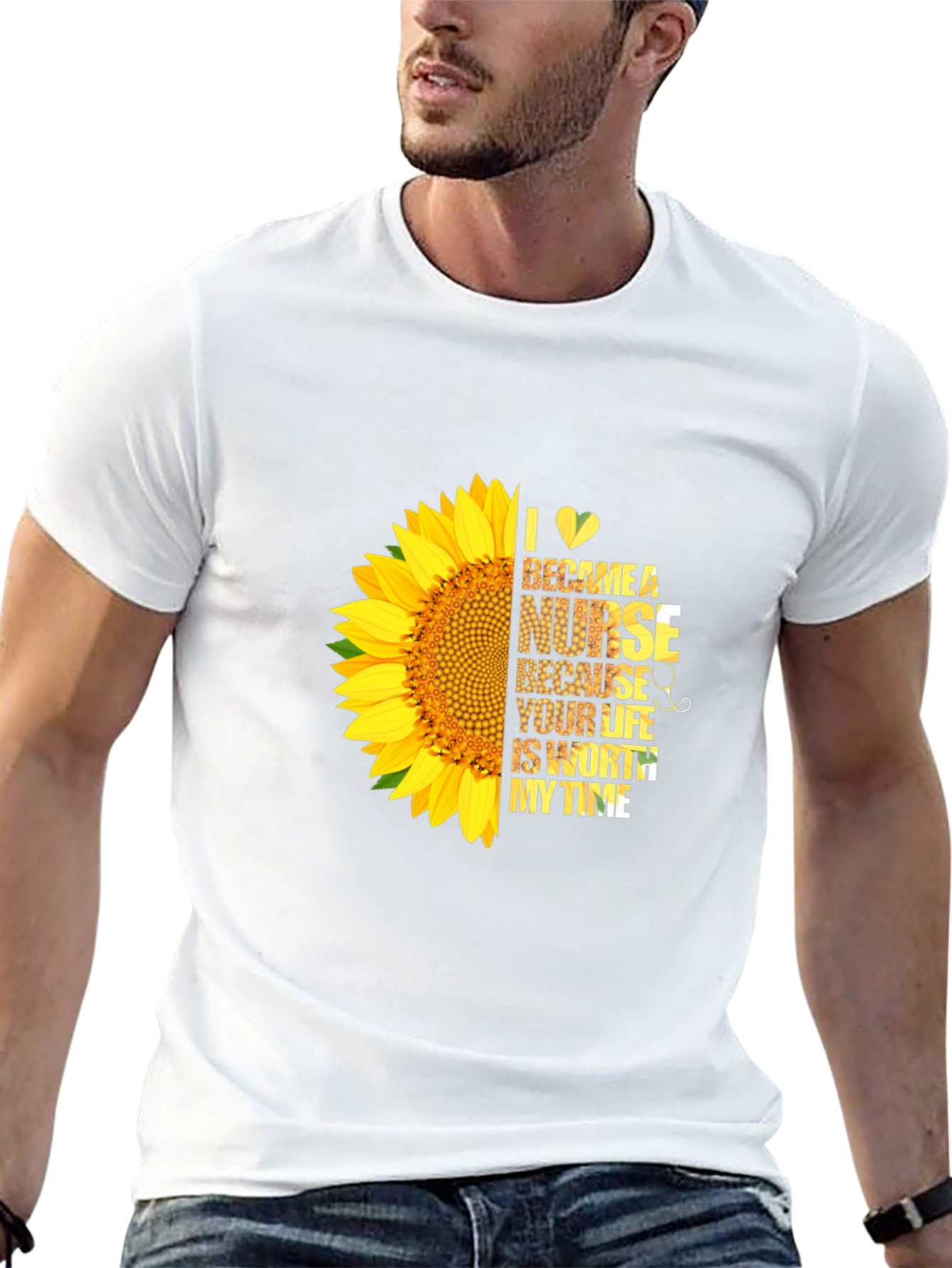 Black Nurse Sunflower Graphic Tee - Black view 13