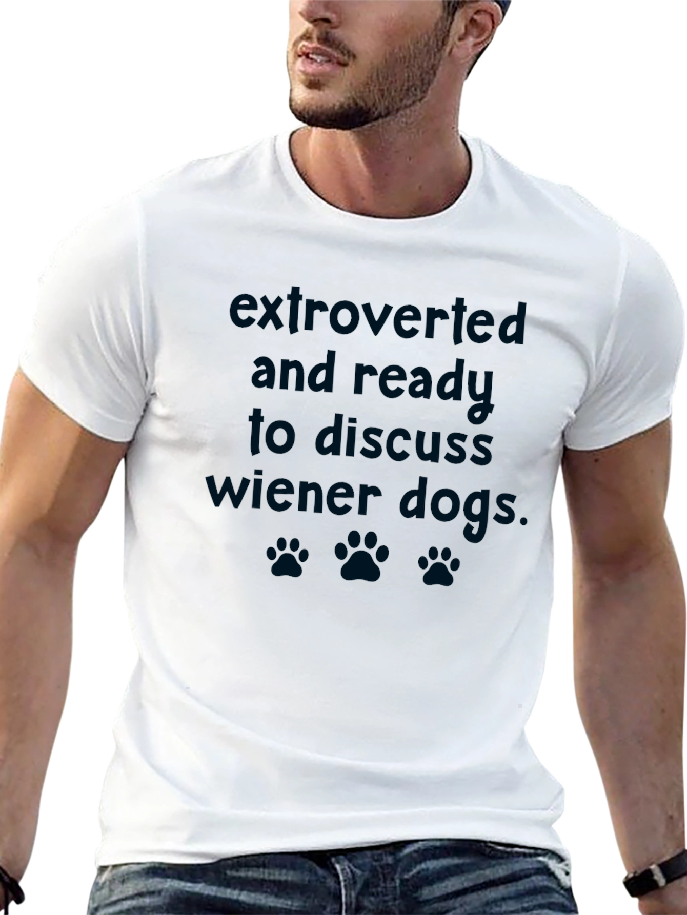 Extroverted Wiener Dog Graphic Tee - Novelty T-Shirt - 13