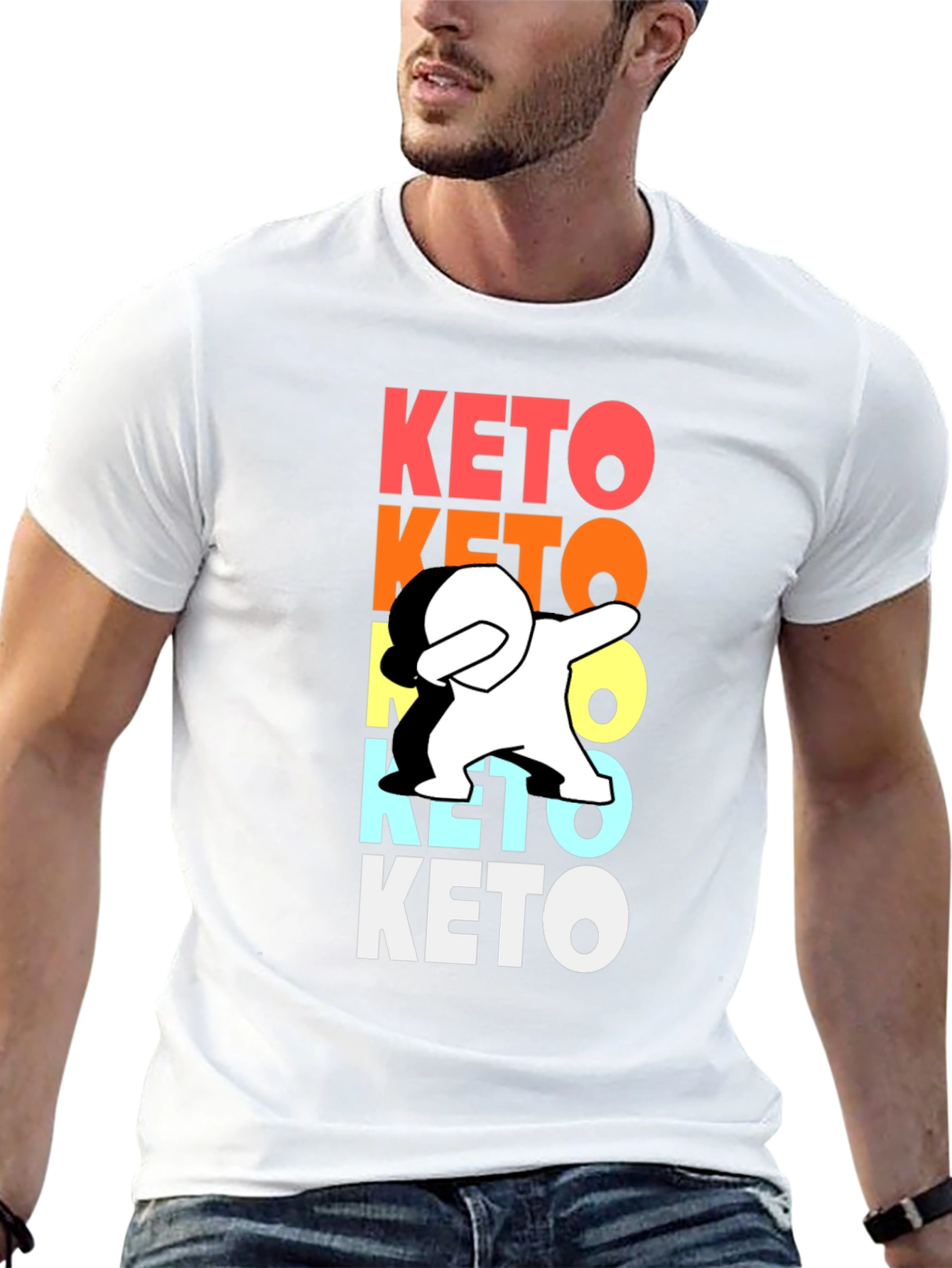 Black Keto Dab Funny Graphic T-Shirt view 13