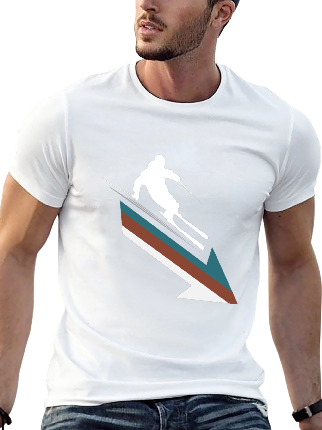 Black Retro Ski Arrow T-Shirt - Stylish Winter Apparel view 13