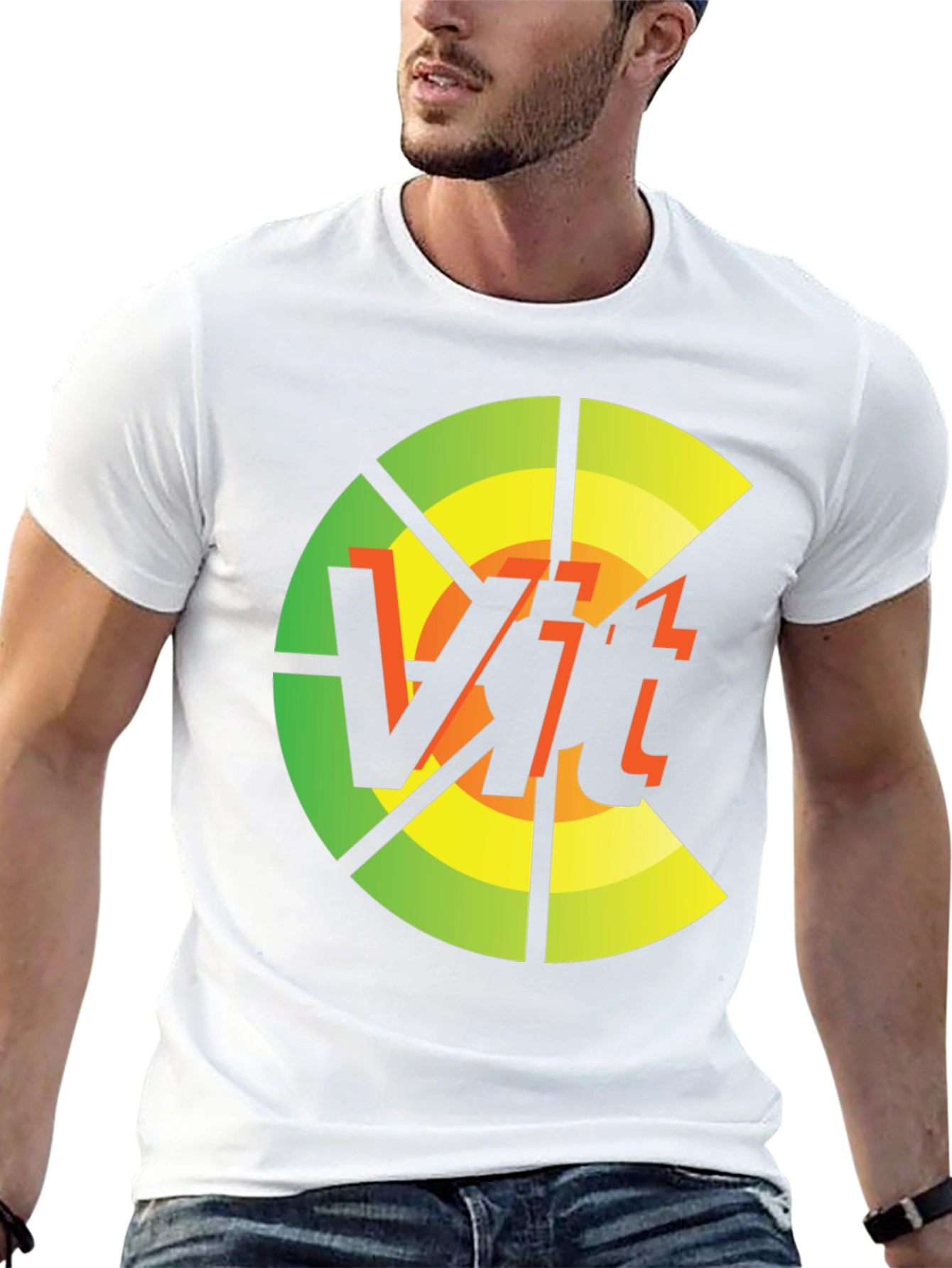 Black Vit T-Shirt: Circular Abstract Graphic Tee view 13