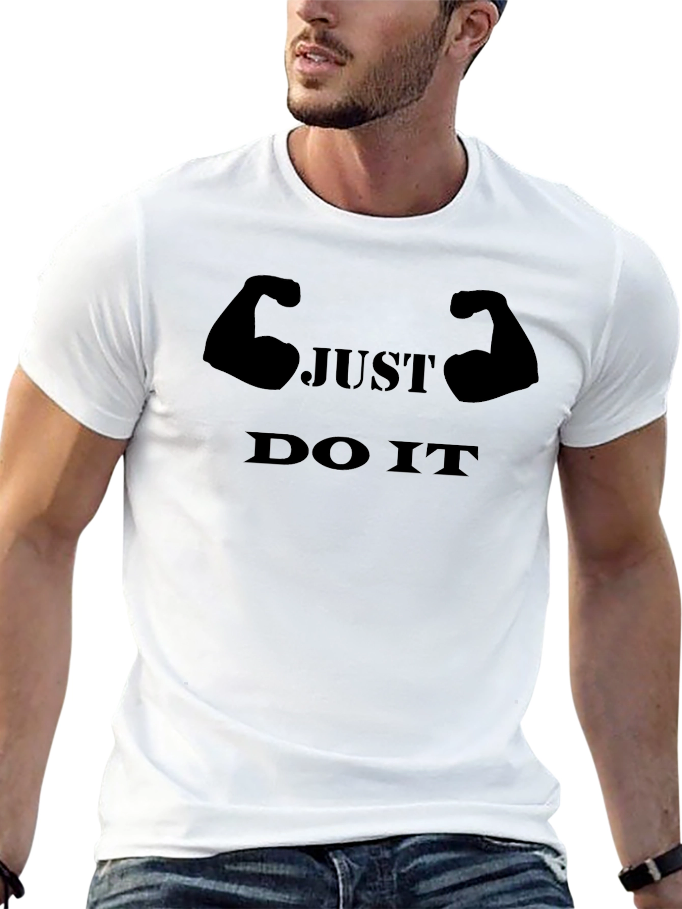 Black Just Do It Black Graphic Tee - Gym Motivation Shirt view 13
