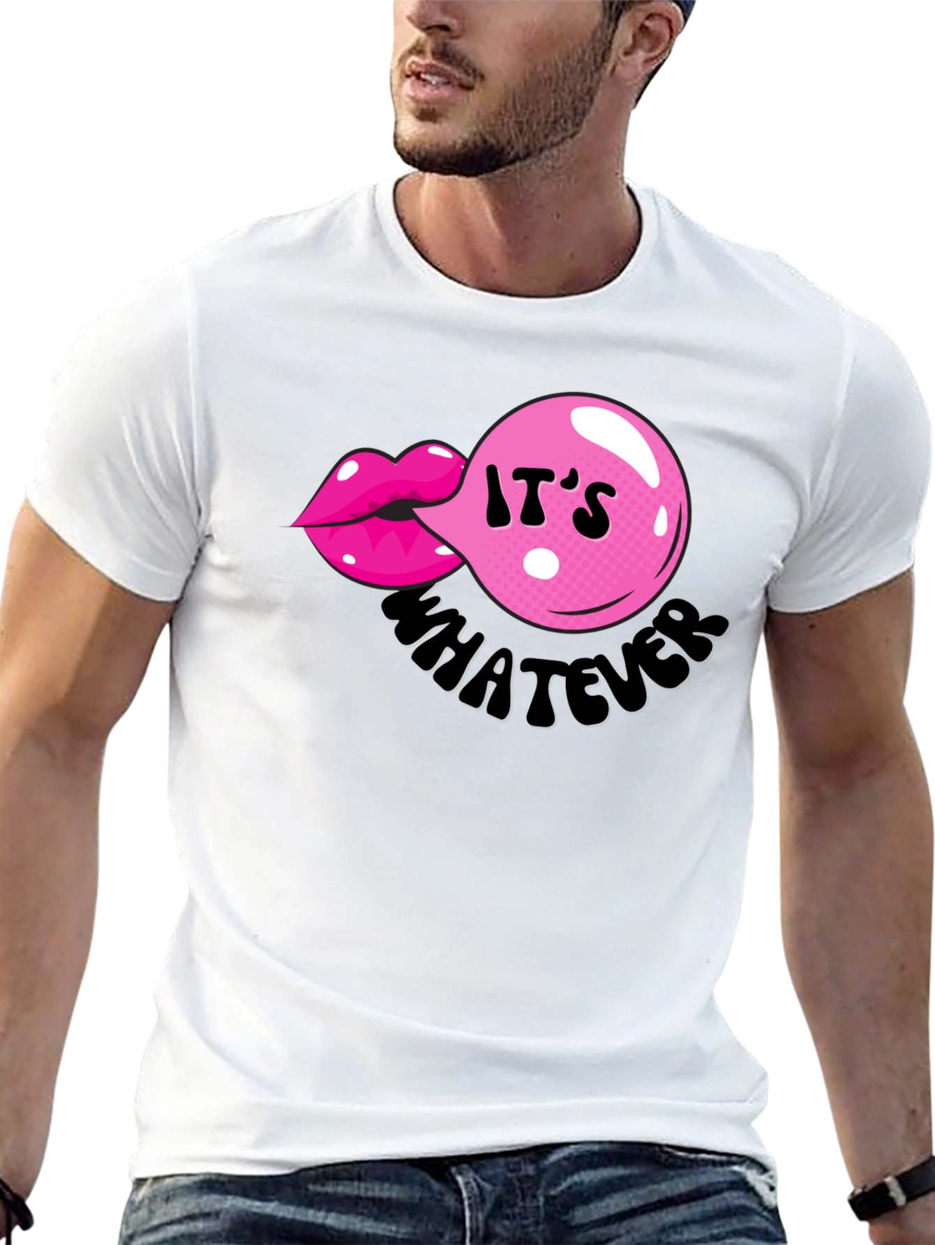 It's Whatever Bubble Gum Lip T-Shirt - 13