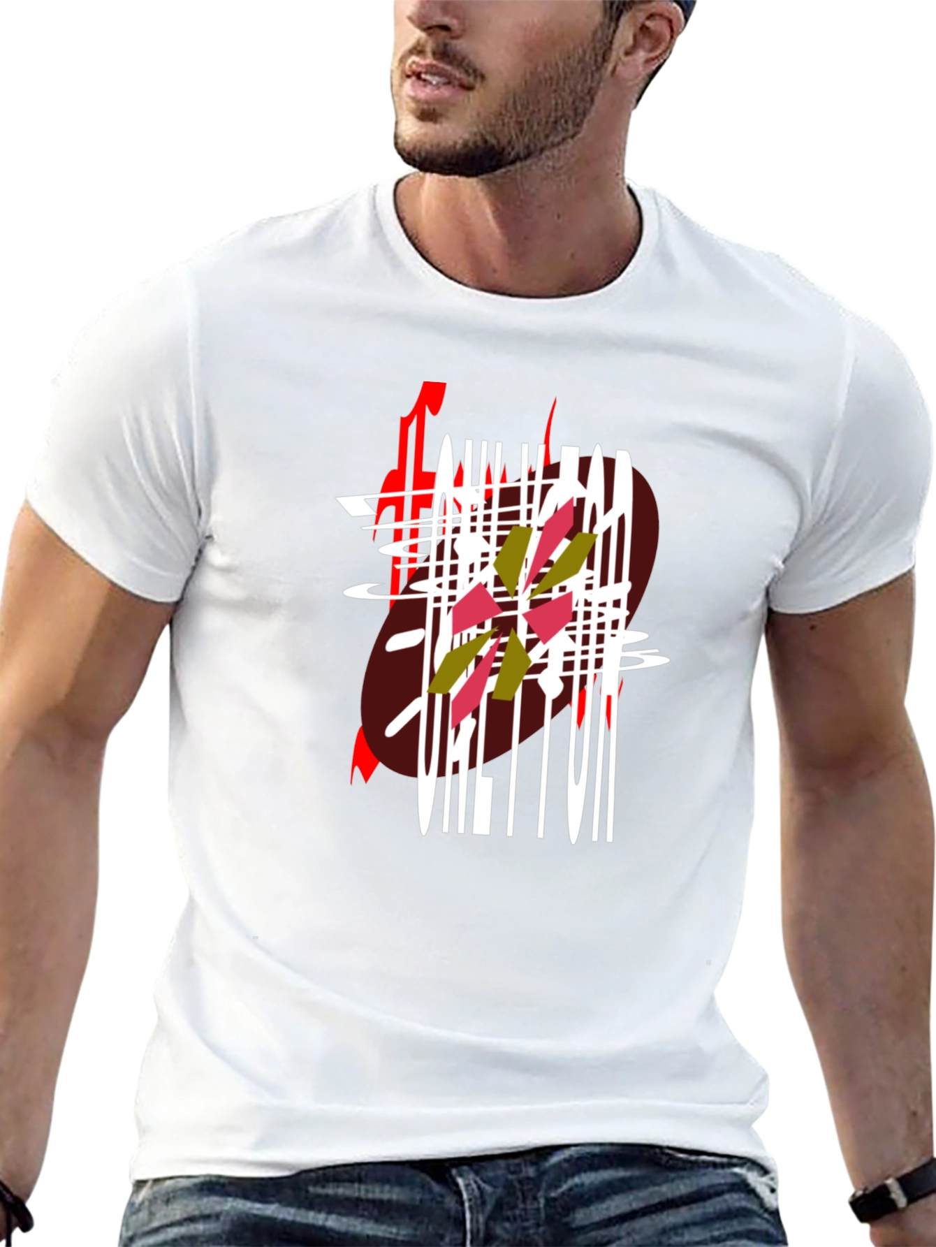 Black Abstract Graphic Print Black T-Shirt view 13