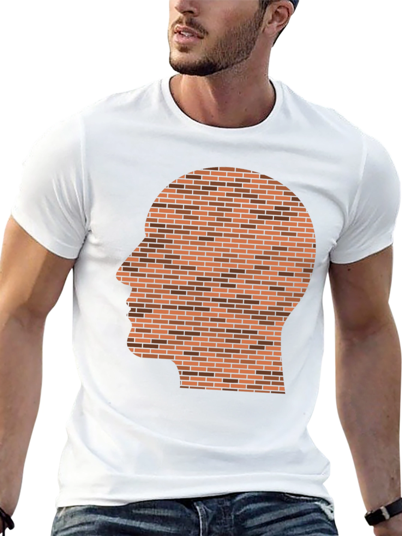 Black Brick Head Graphic T-Shirt - Unique Novelty Design view 13