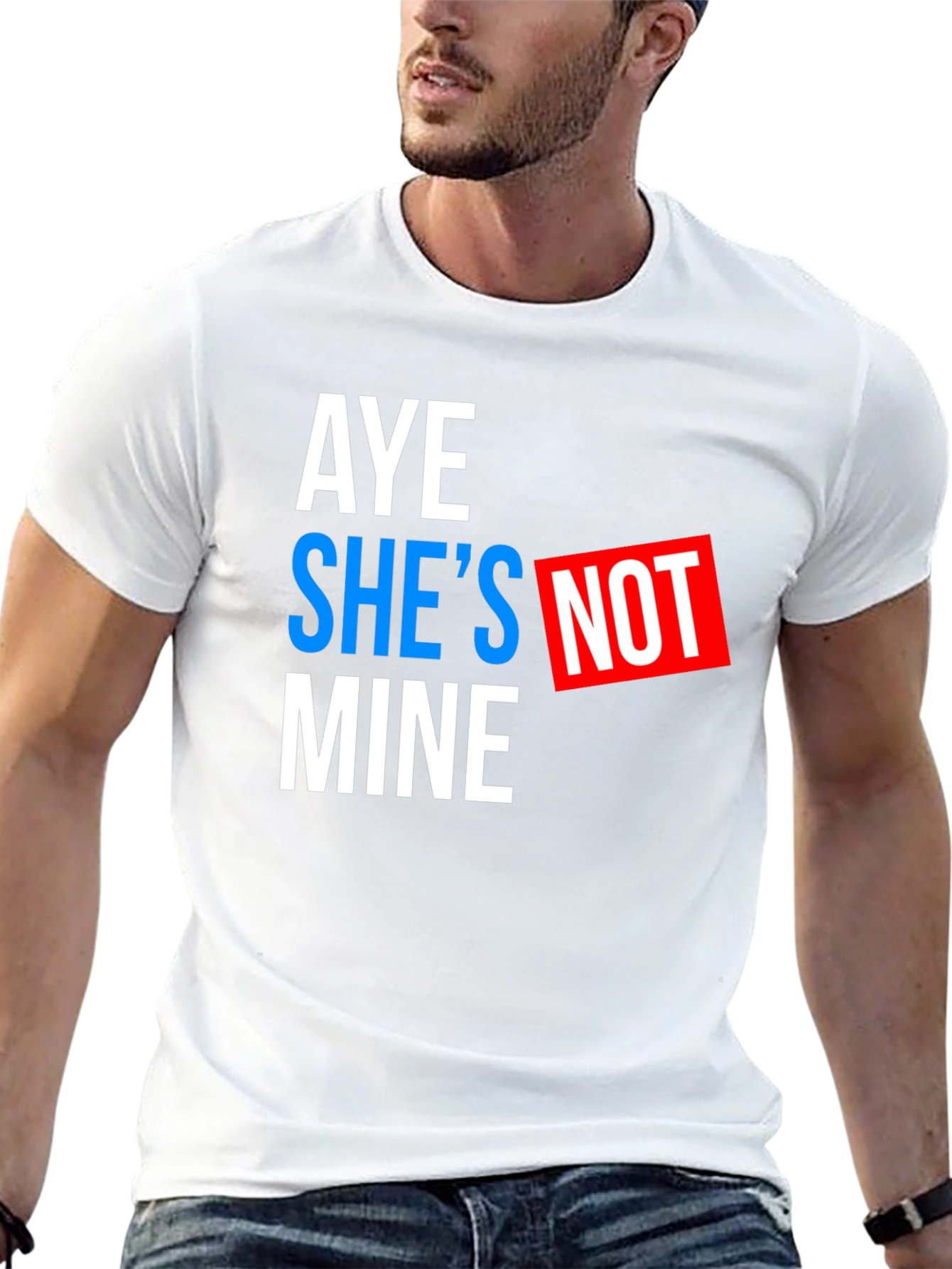 Black Aye She's Not Mine Graphic Tee - Black Cotton T-Shirt view 13