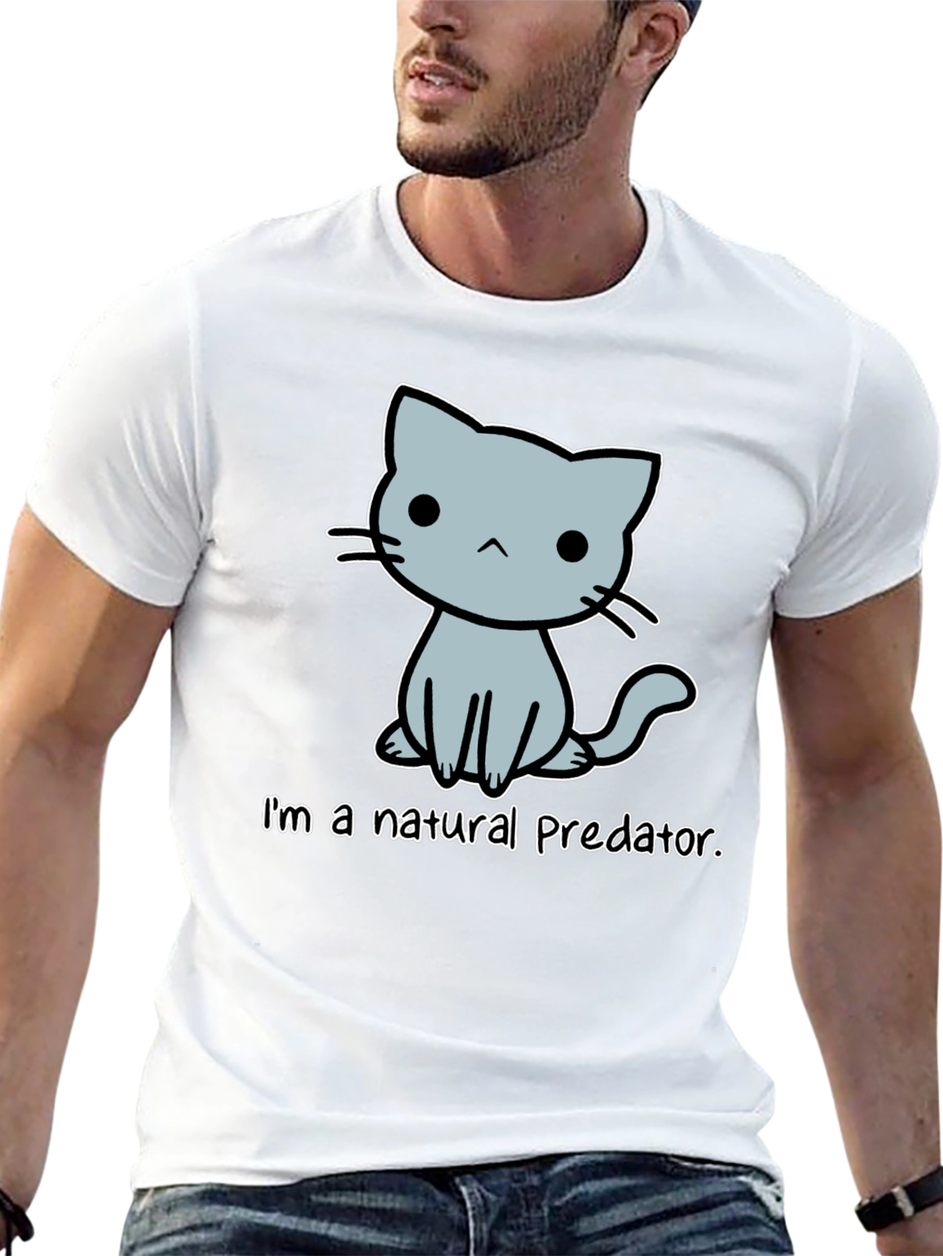 Black Natural Predator Cat Graphic Tee - Unisex Cotton T-Shirt view 13