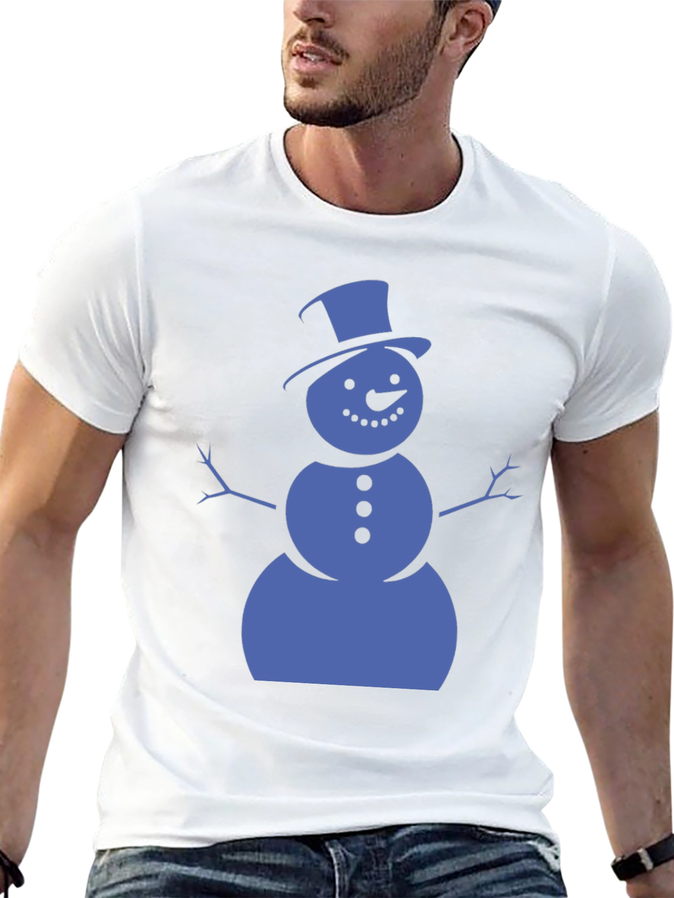 Black Snowman Graphic Tee - Black Cotton Shirt view 13