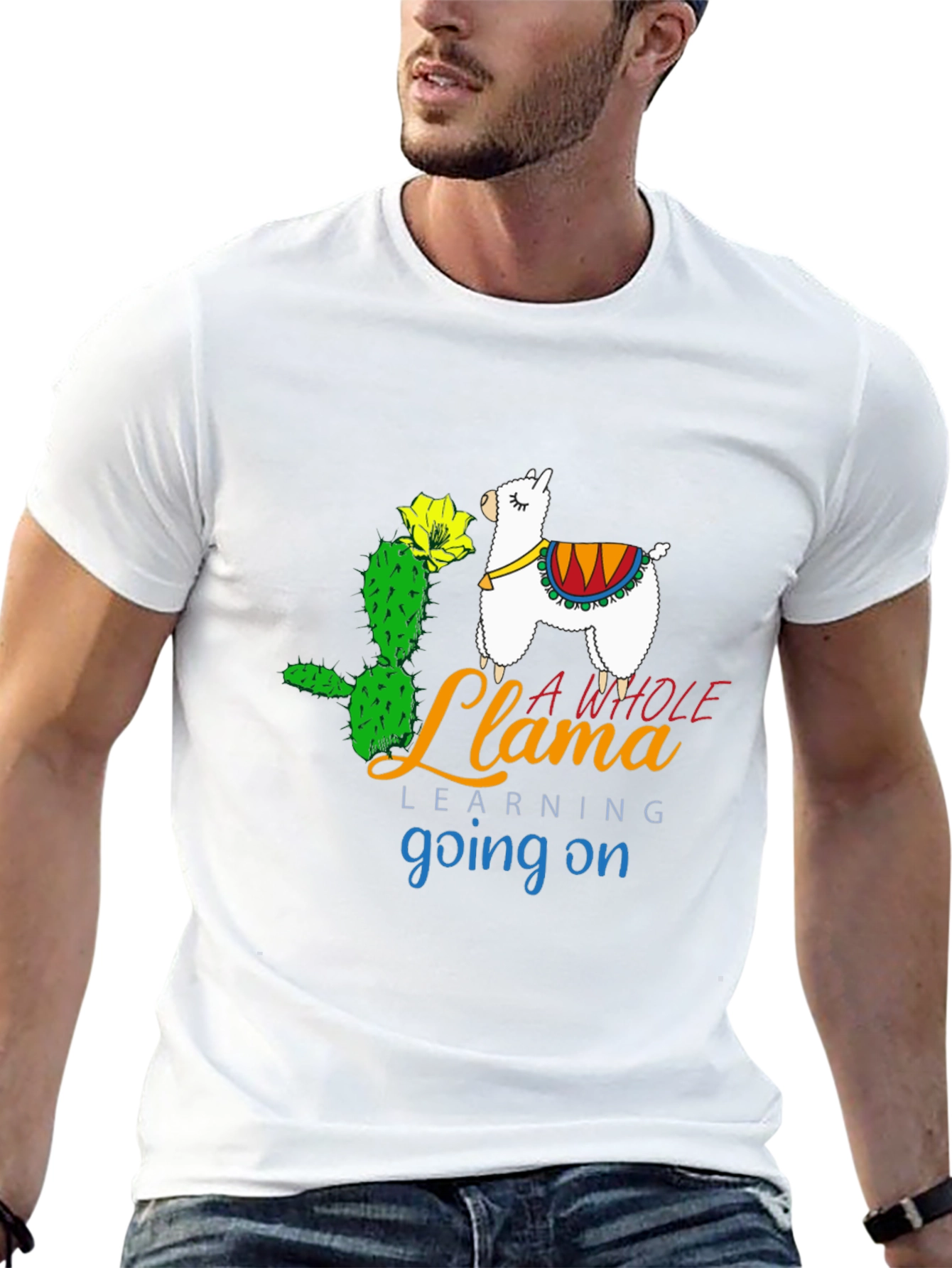 Black Llama Learning Black T-Shirt view 13