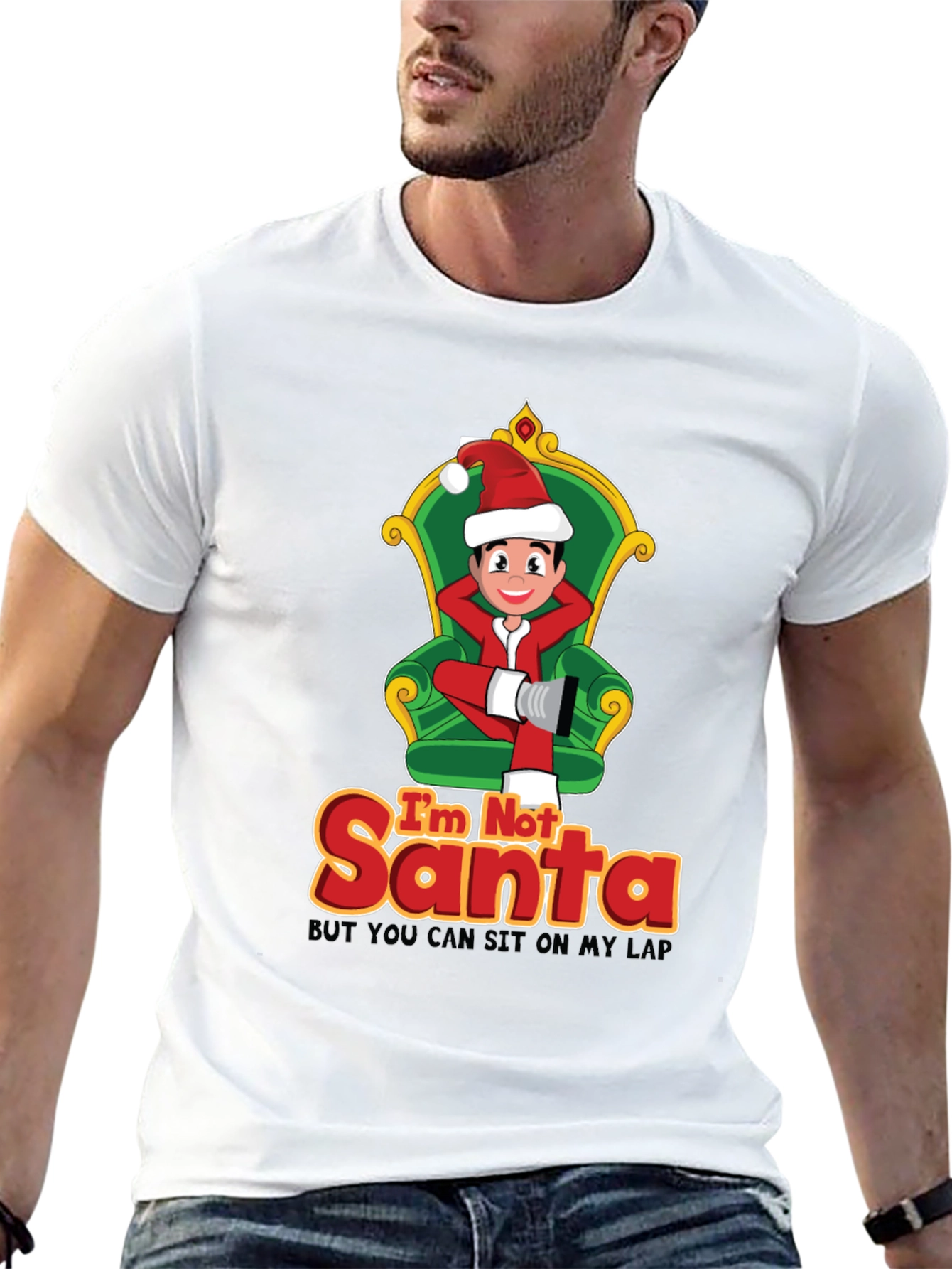 Black Funny Christmas T-Shirt: I'm Not Santa view 13