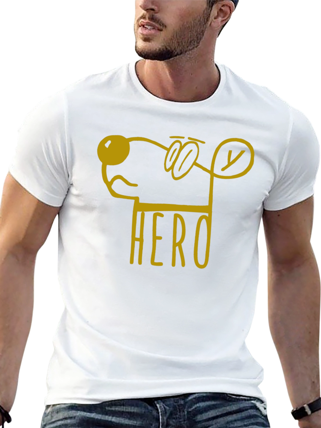 Black Hero Dog Cartoon Graphic Tee - Unisex Black T-Shirt view 13
