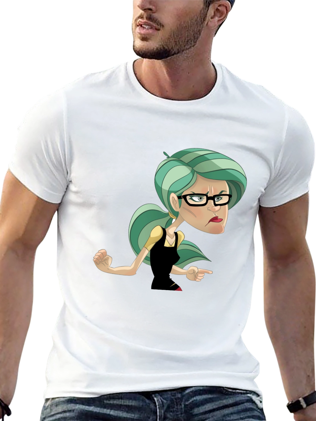 Black Sassy Cartoon Woman Graphic T-Shirt view 13