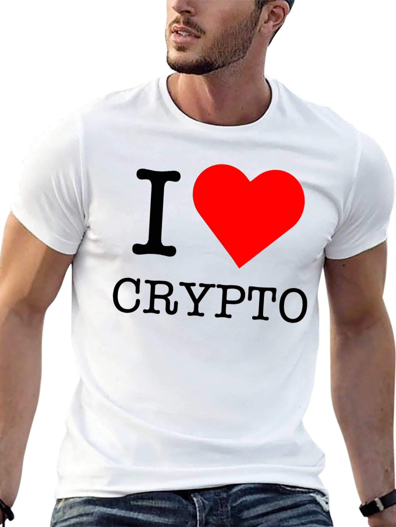 Black I Love Crypto Graphic T-Shirt view 13